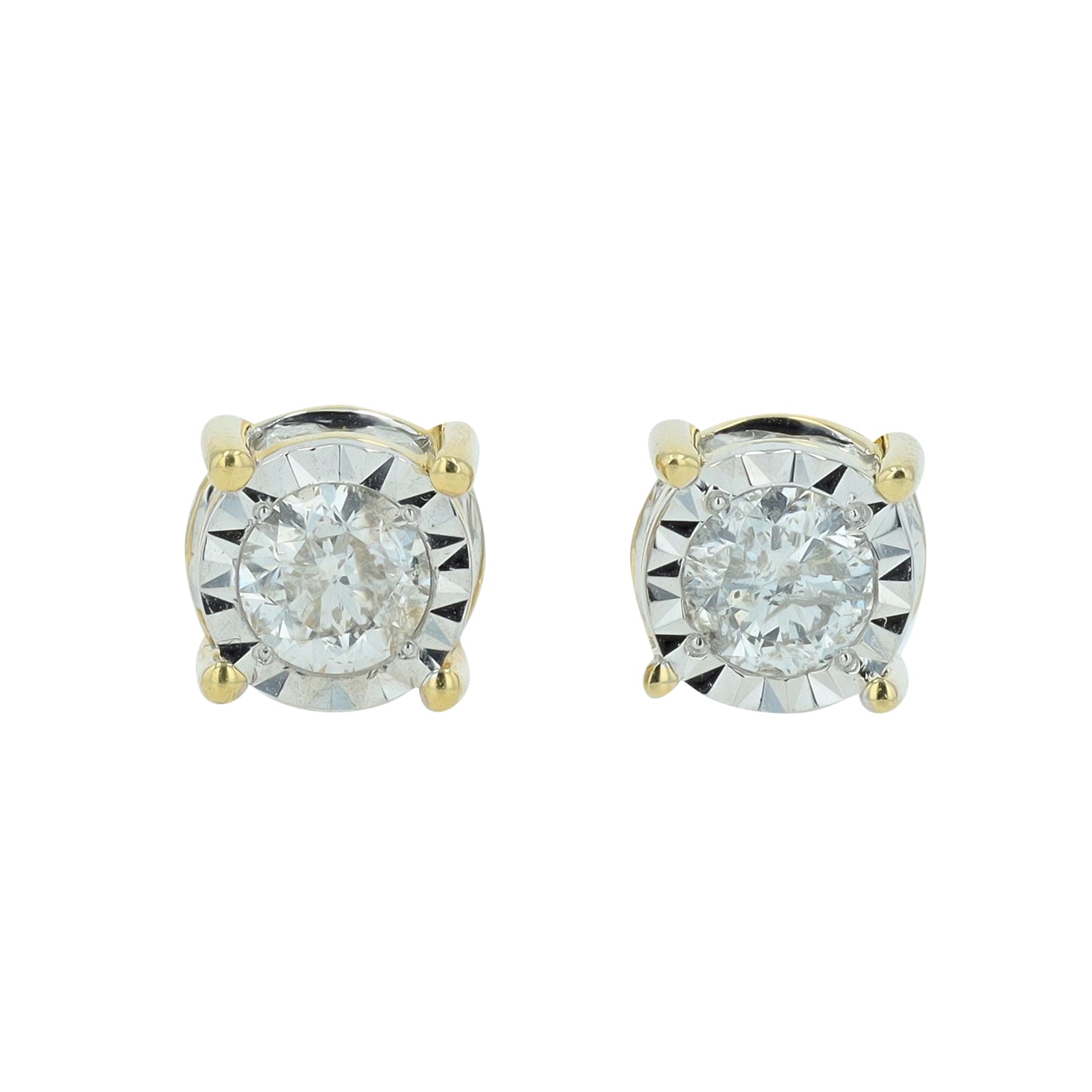 10K YG 1.50 CT Diamond Miracle Set Studs