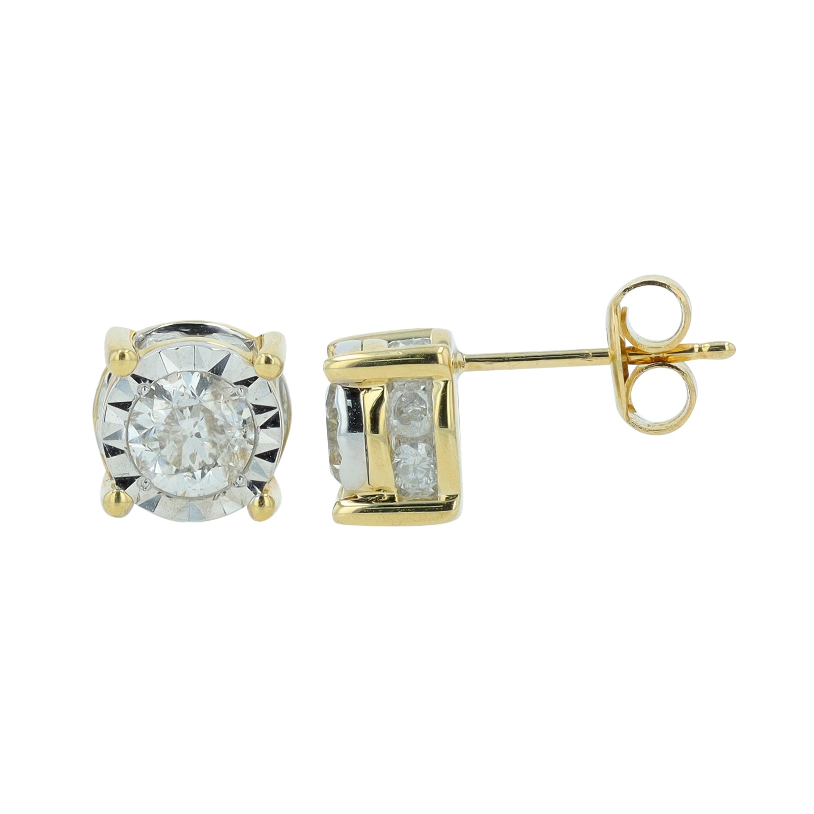 10K YG 1.50 CT Diamond Miracle Set Studs