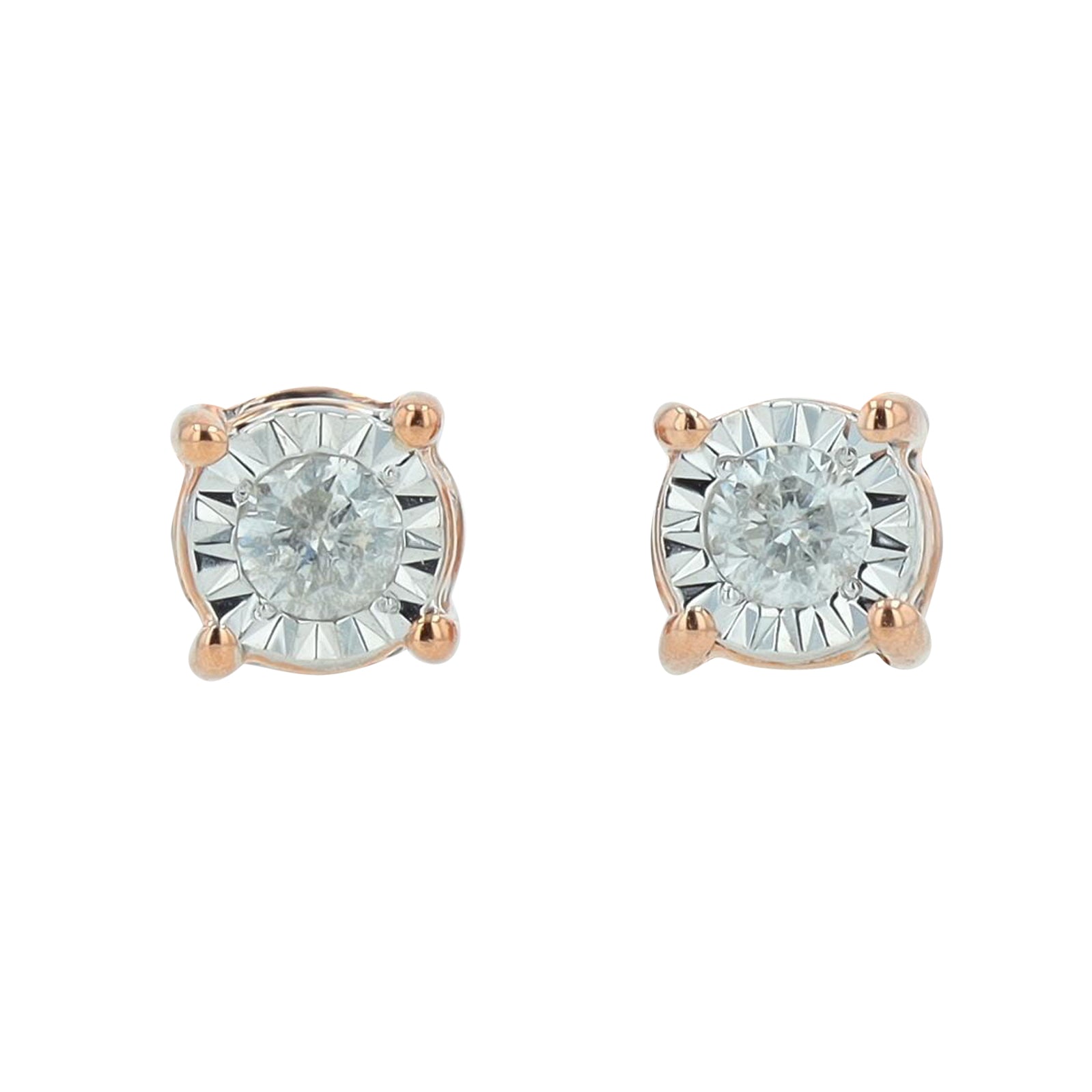 10K RG 0.50 CT Diamond Miracle Set Studs