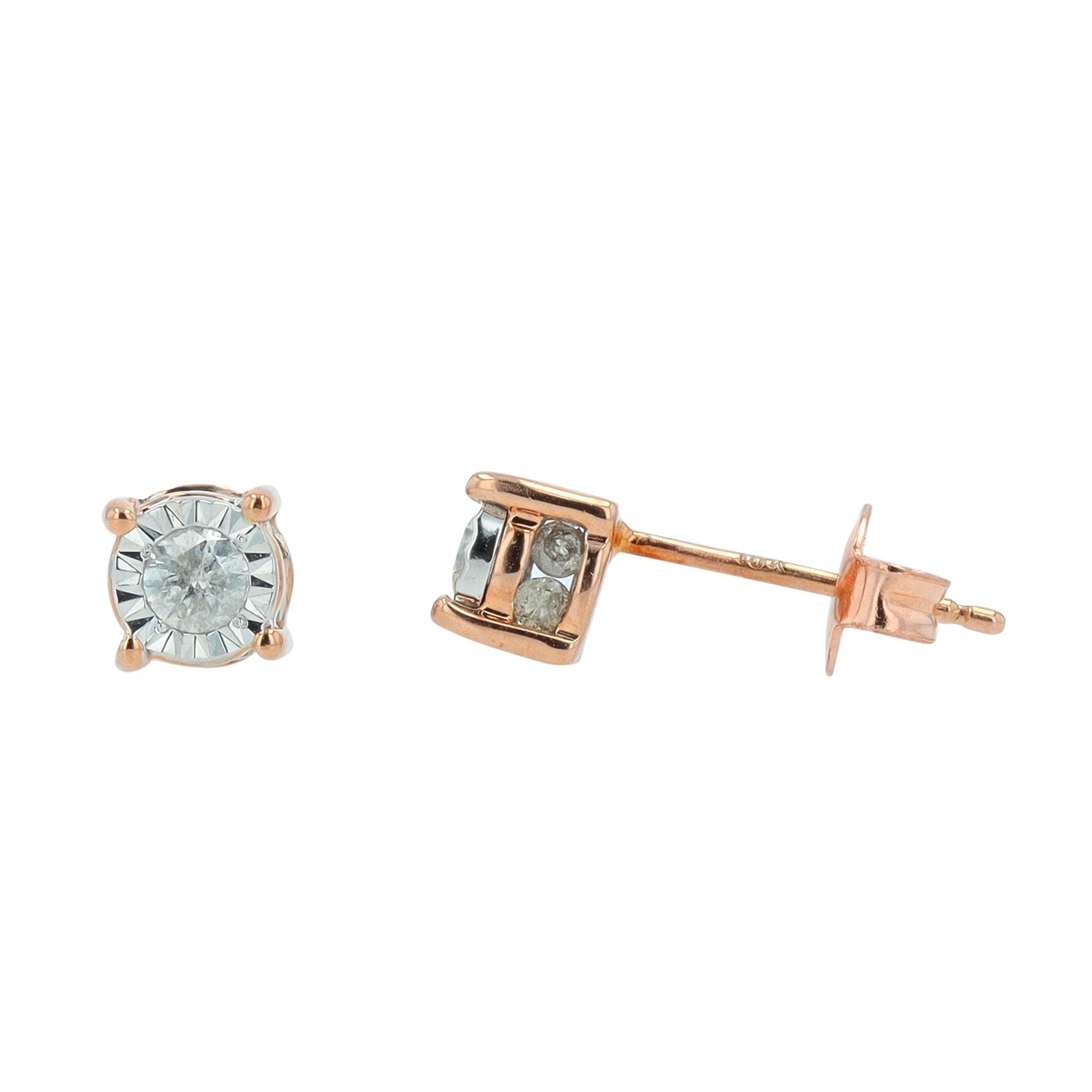 10K RG 0.50 CT Diamond Miracle Set Studs