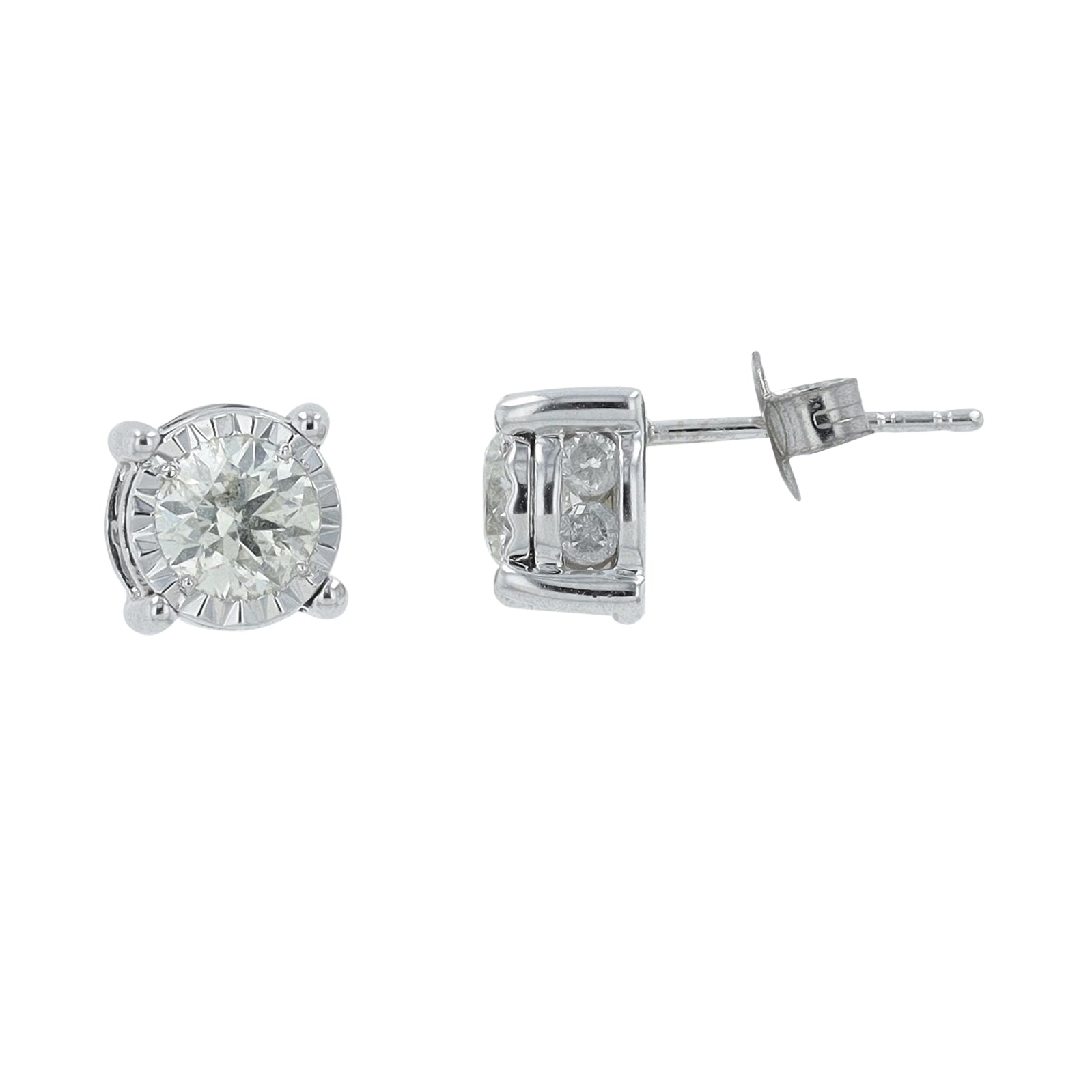10K WG 1.50 CT Diamond Halo Studs