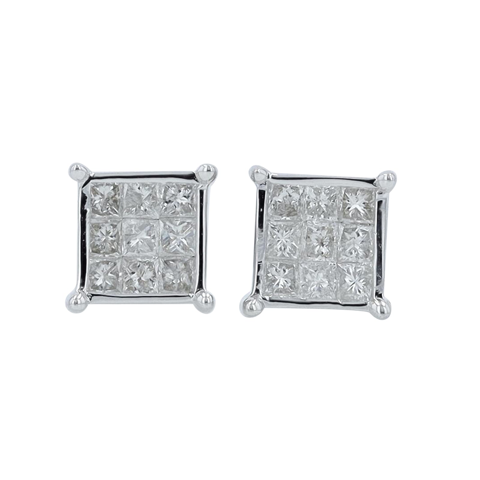 10K .25 CTW Diamond Square Studs<p><strong>More Colors Available</p></strong>