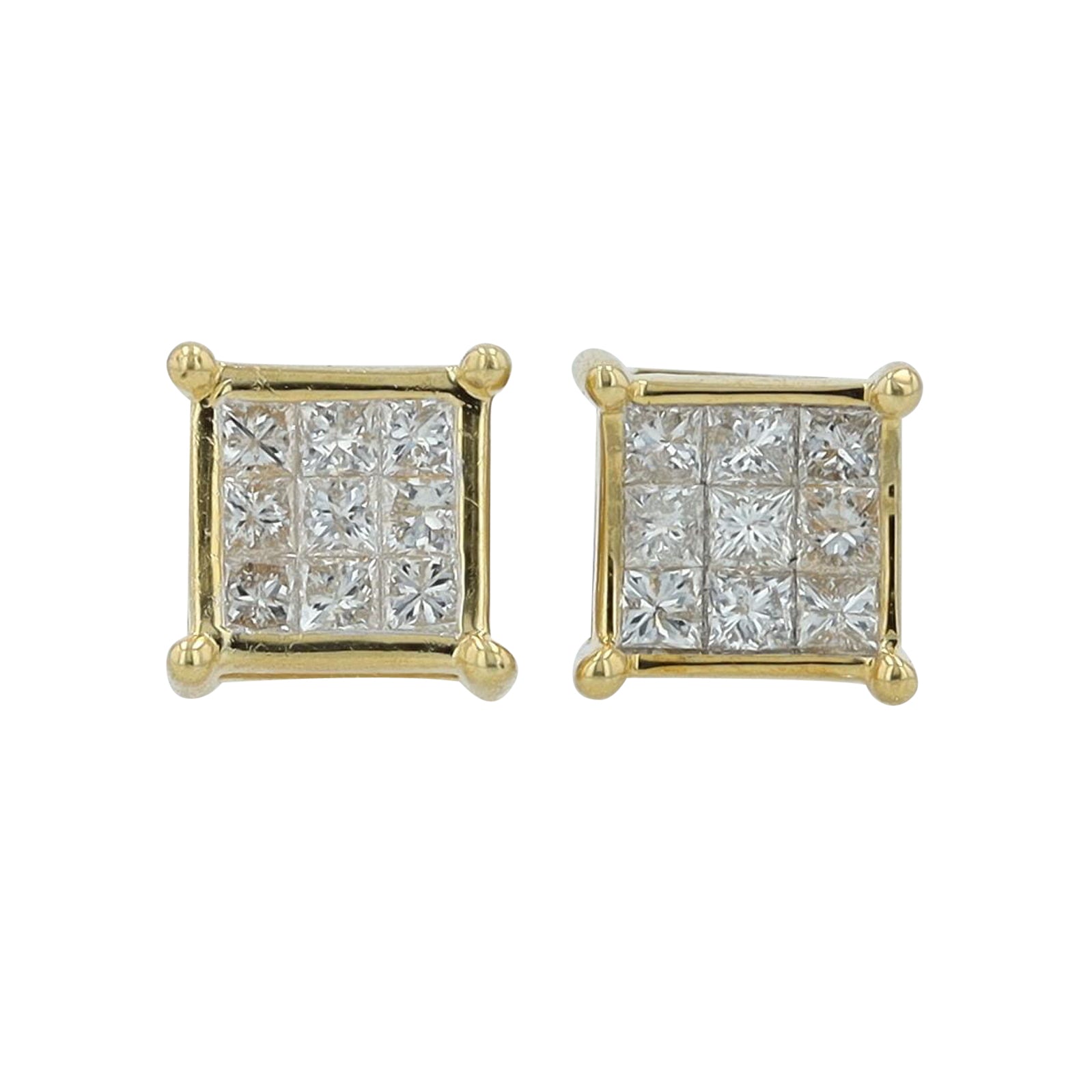 10K .25 CTW Diamond Square Studs<p><strong>More Colors Available</p></strong>
