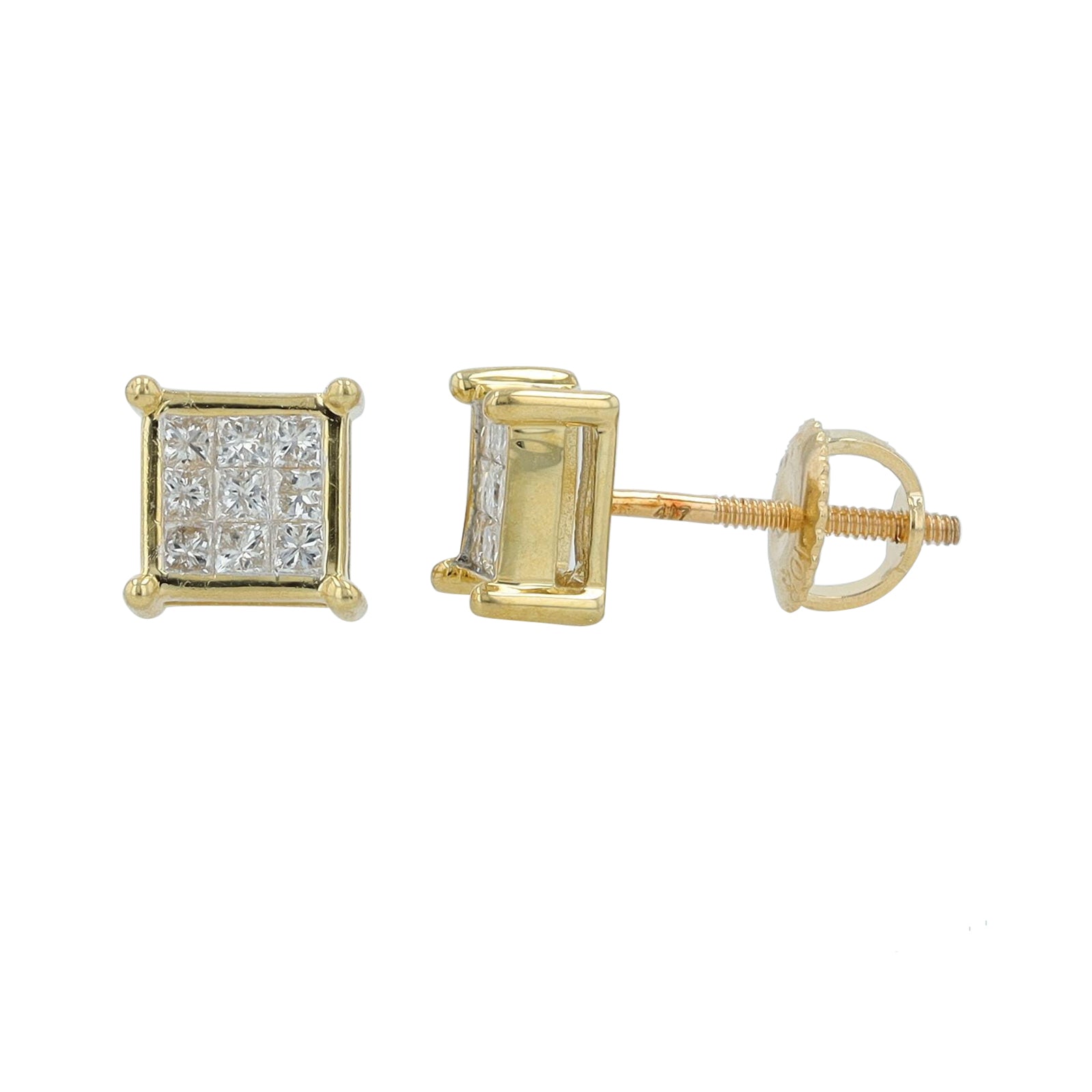 10K .25 CTW Diamond Square Studs<p><strong>More Colors Available</p></strong>