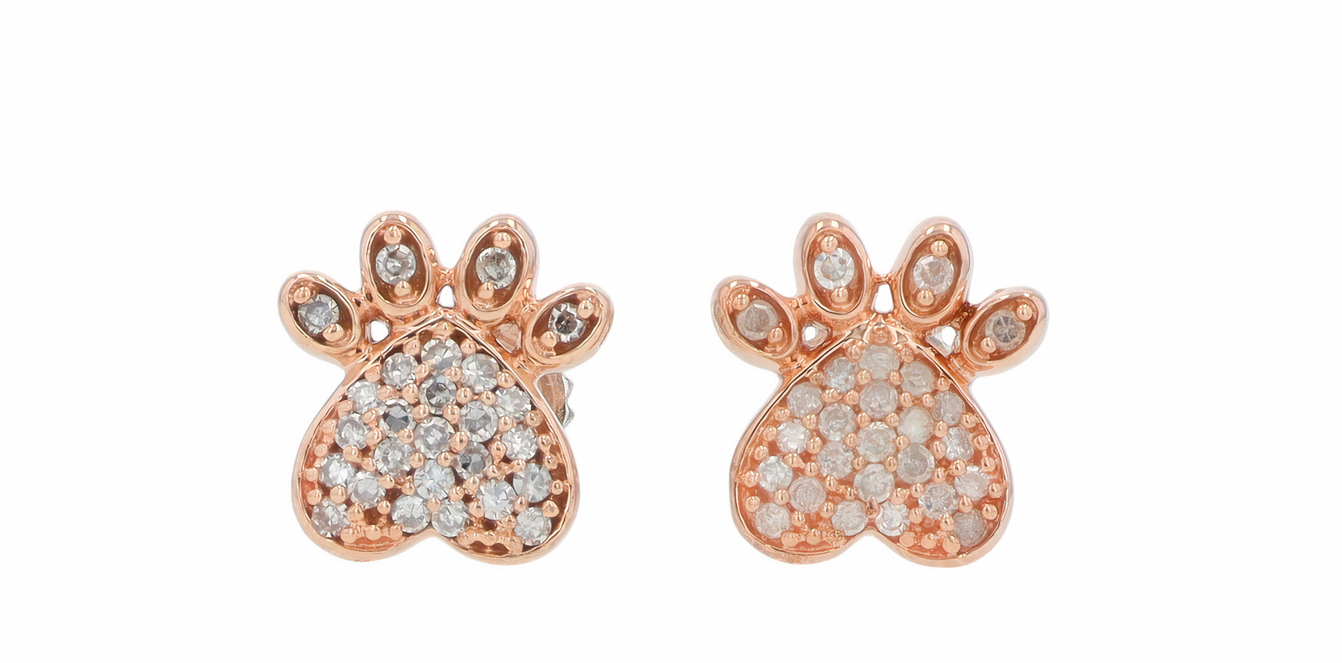 10K RG .15 CTW Diamond Paw Print Studs