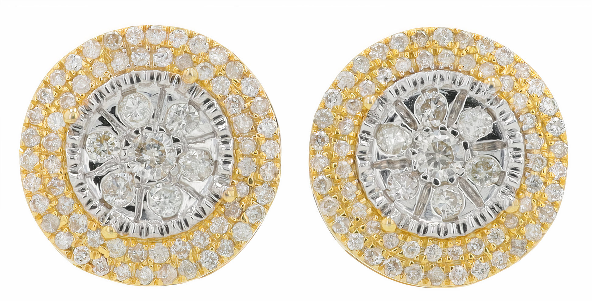 14K TT .55 CTW Diamond Cluster Studs