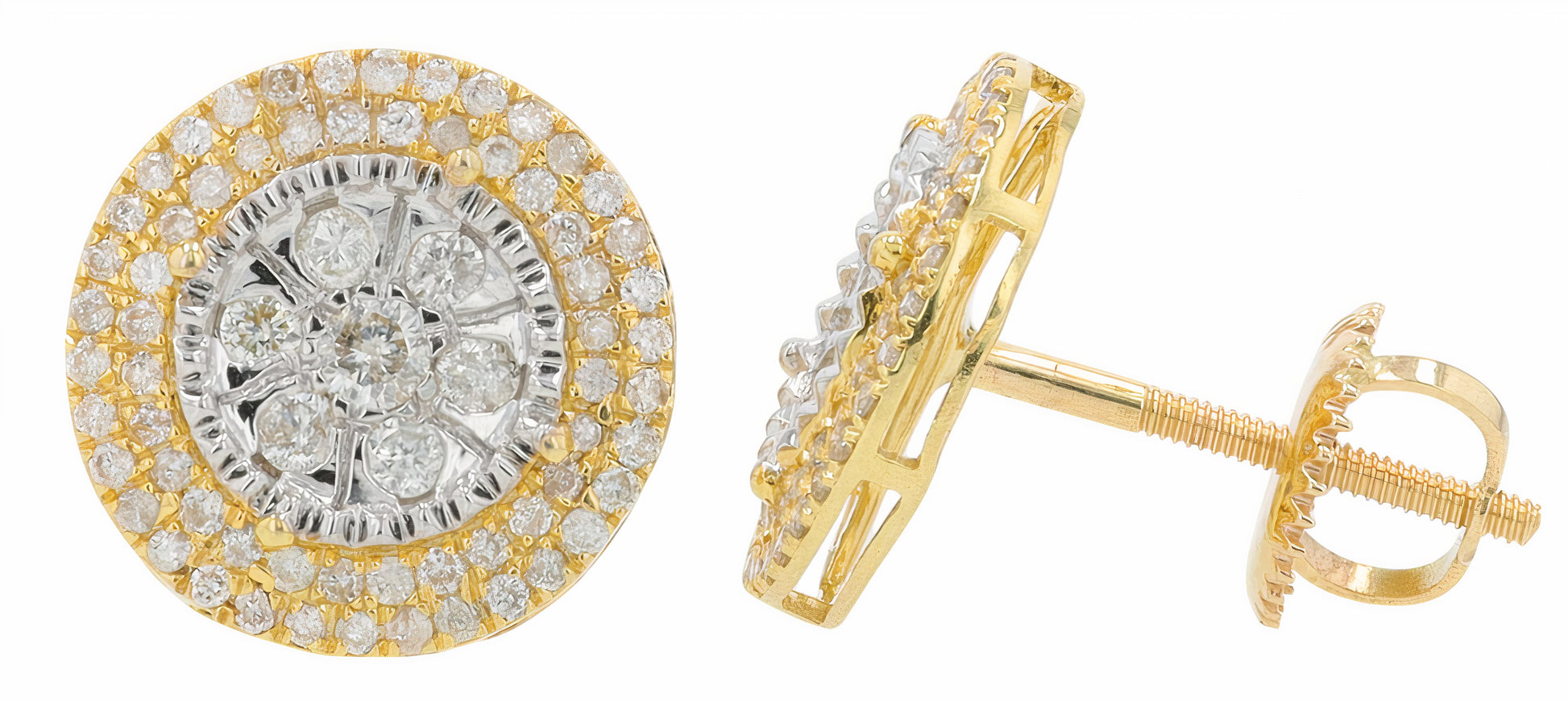 14K TT .55 CTW Diamond Cluster Studs