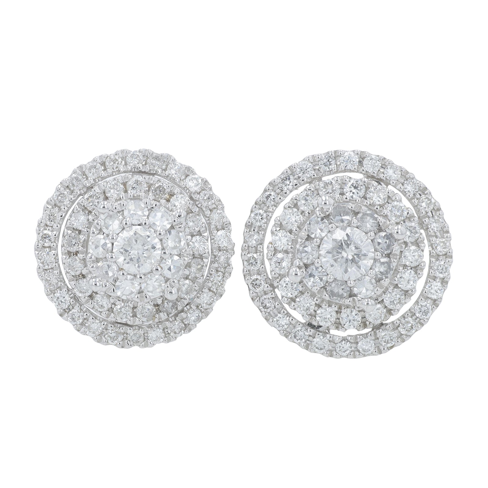 14K WG 1.20 CT Diamond Cluster Studs