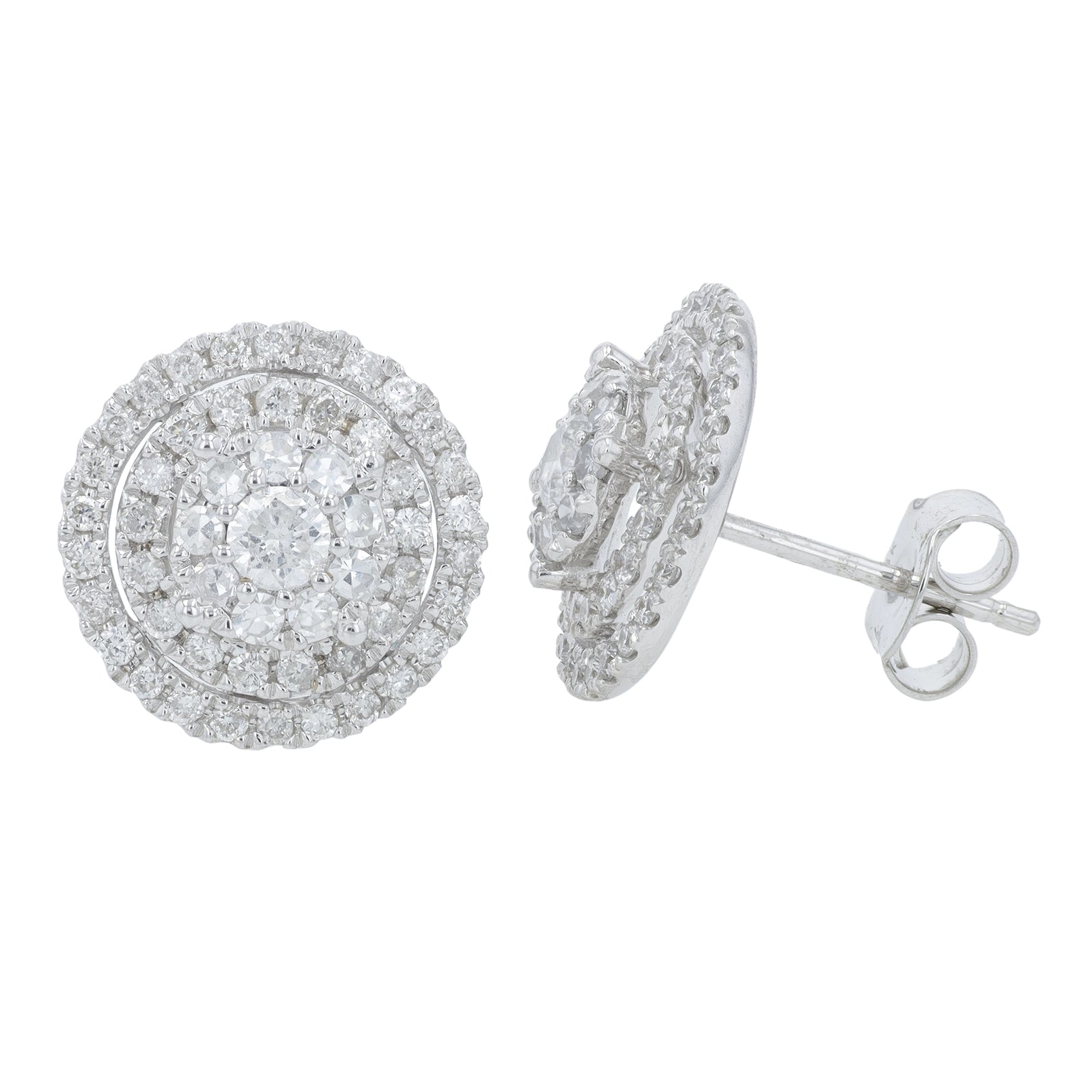 14K WG 1.20 CT Diamond Cluster Studs