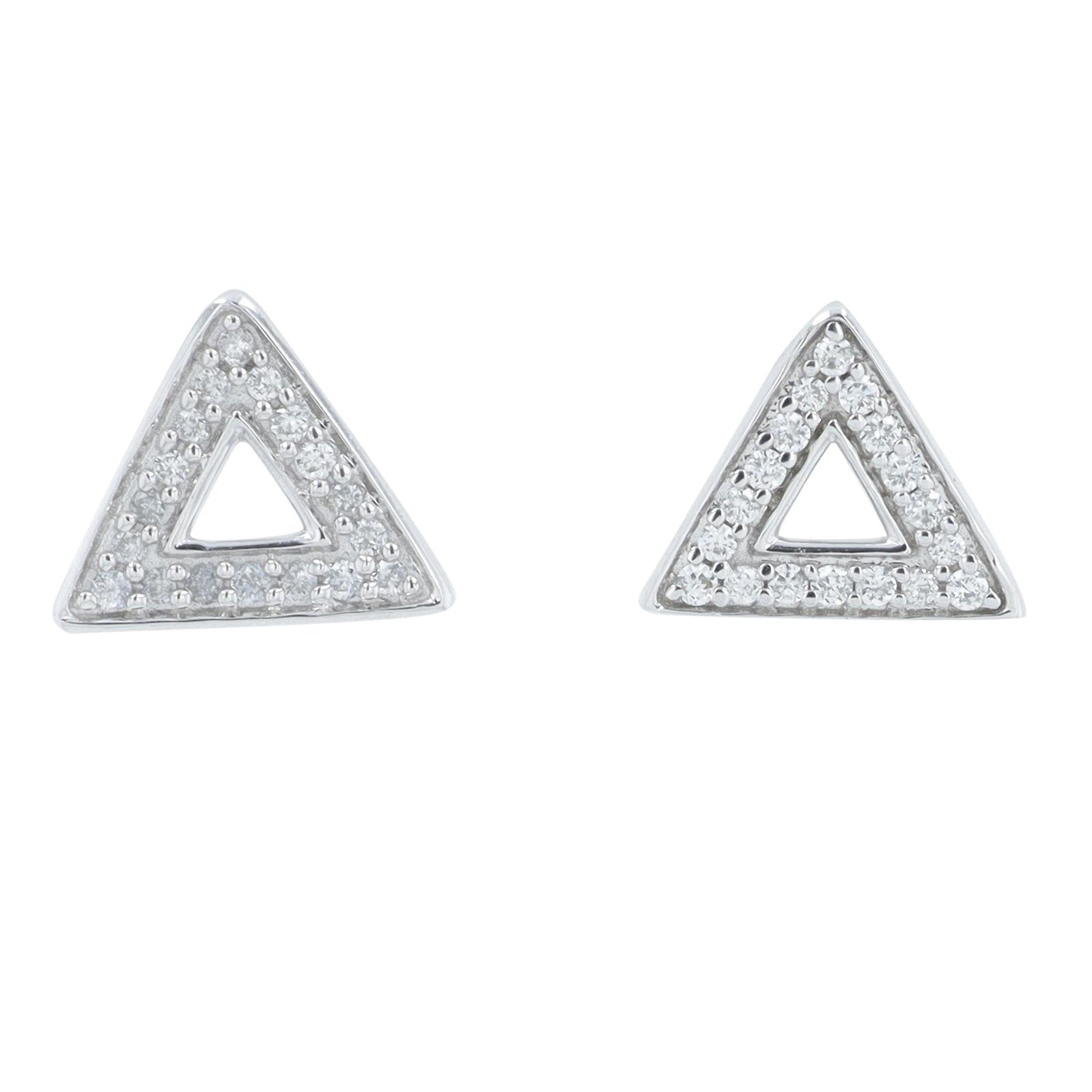14K WG .10 CTW Diamond Triangle Studs