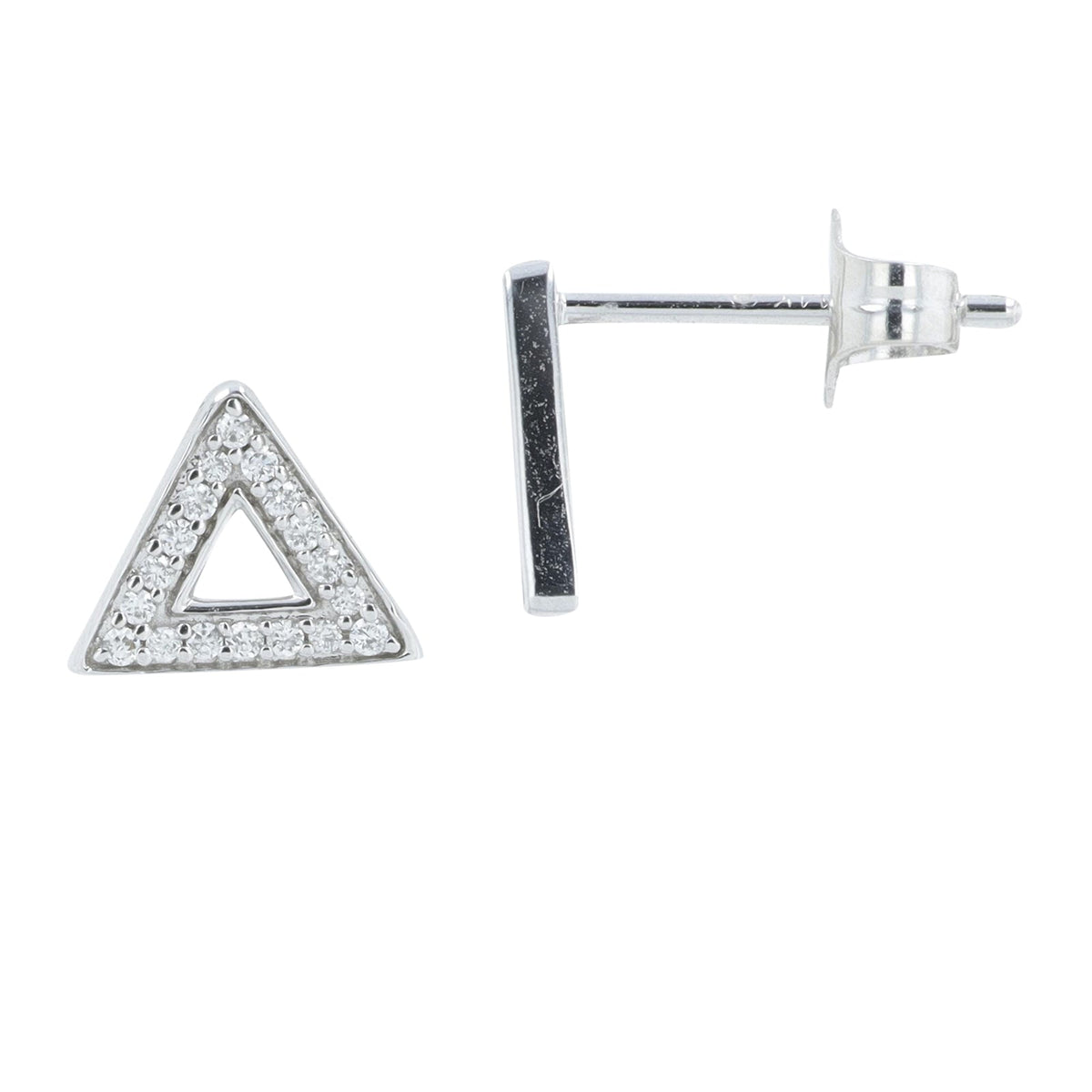 14K WG .10 CTW Diamond Triangle Studs