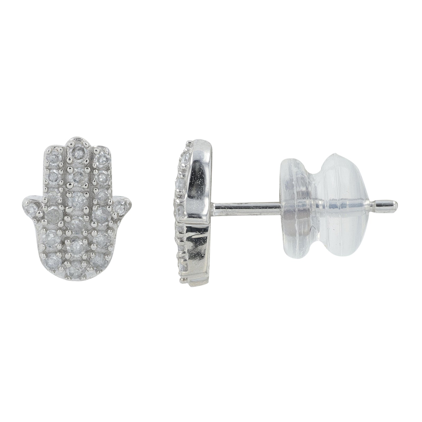 14K WG .20 CTW Diamond Hamsa Studs