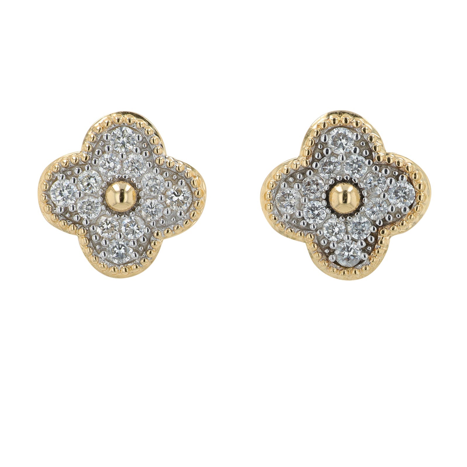 14K YG .27 CTW Diamond Clover Studs