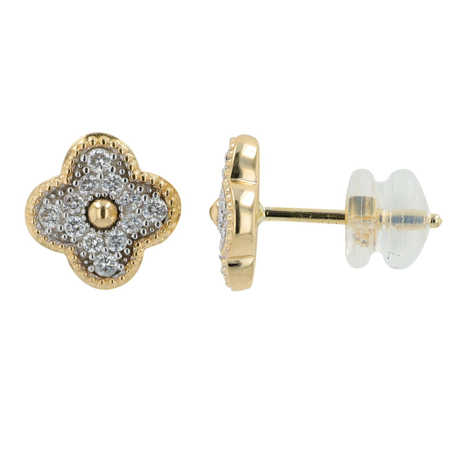 14K YG .27 CTW Diamond Clover Studs