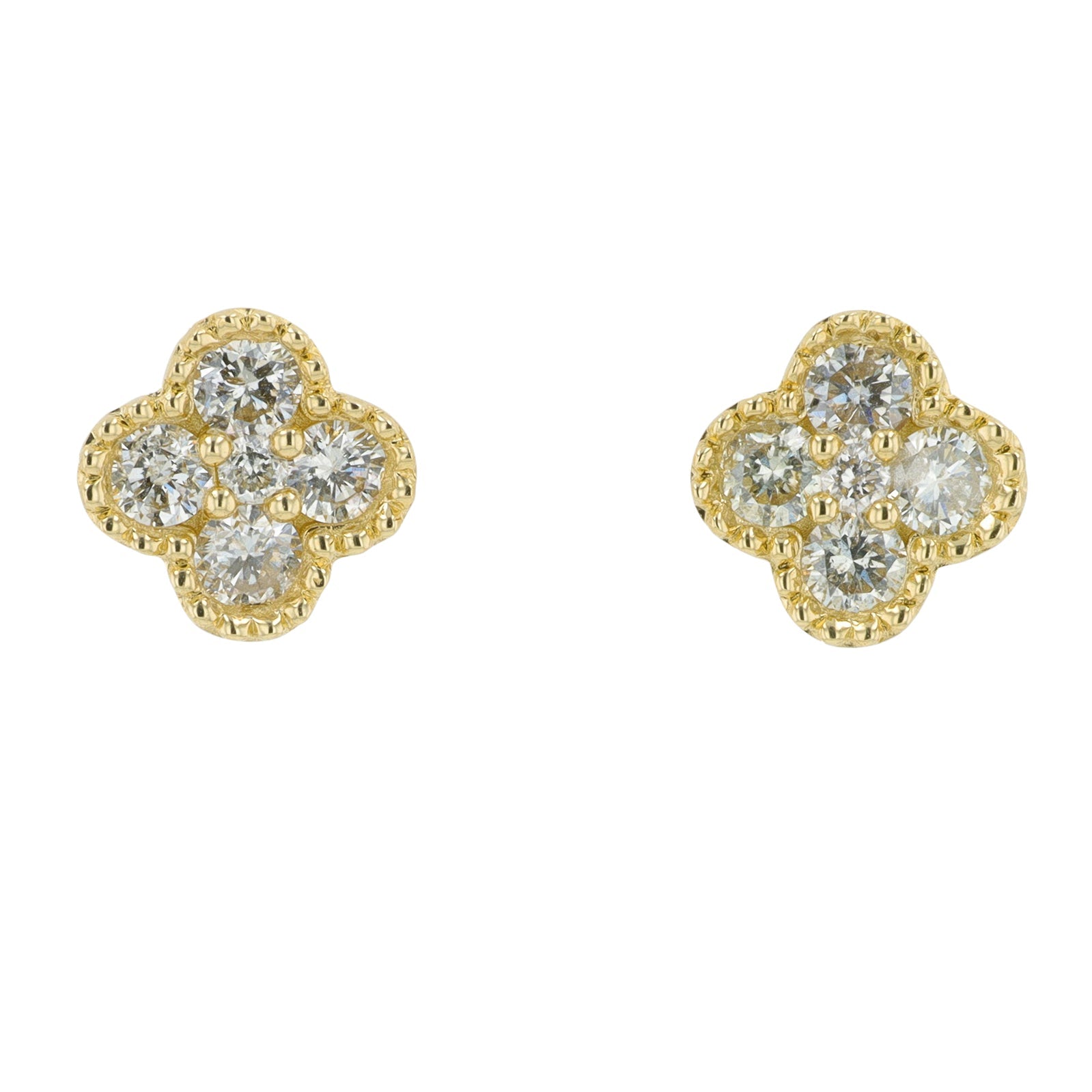 14K YG .35 CTW Diamond Clover Studs