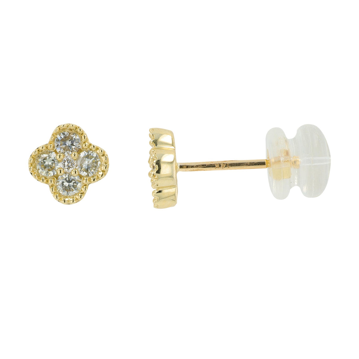 14K YG .35 CTW Diamond Clover Studs