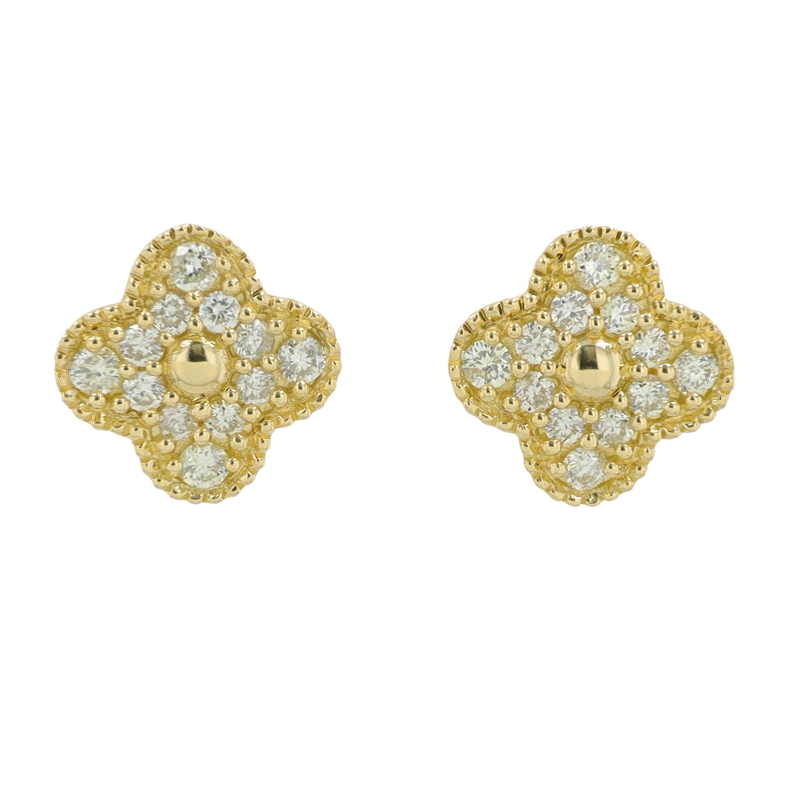 14K YG .28 CTW Diamond Clover Studs