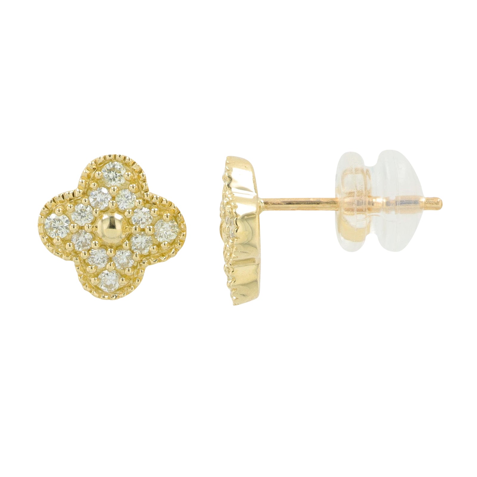 14K YG .28 CTW Diamond Clover Studs
