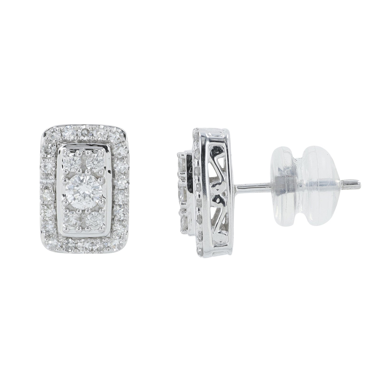 10K WG .50 CT Diamond Cluster Studs
