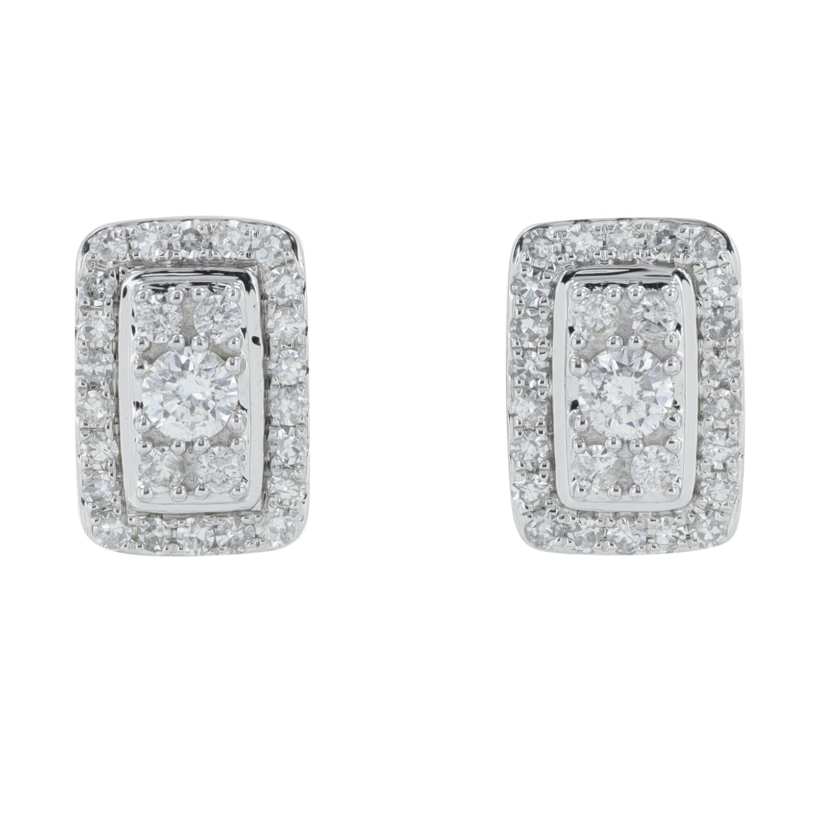10K WG .50 CT Diamond Cluster Studs