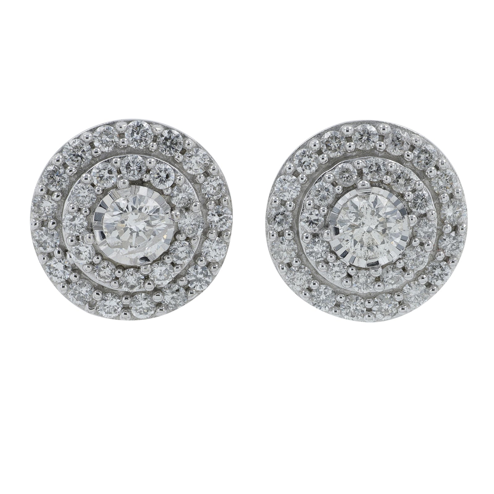10K WG 1 CT Diamond Cluster Studs