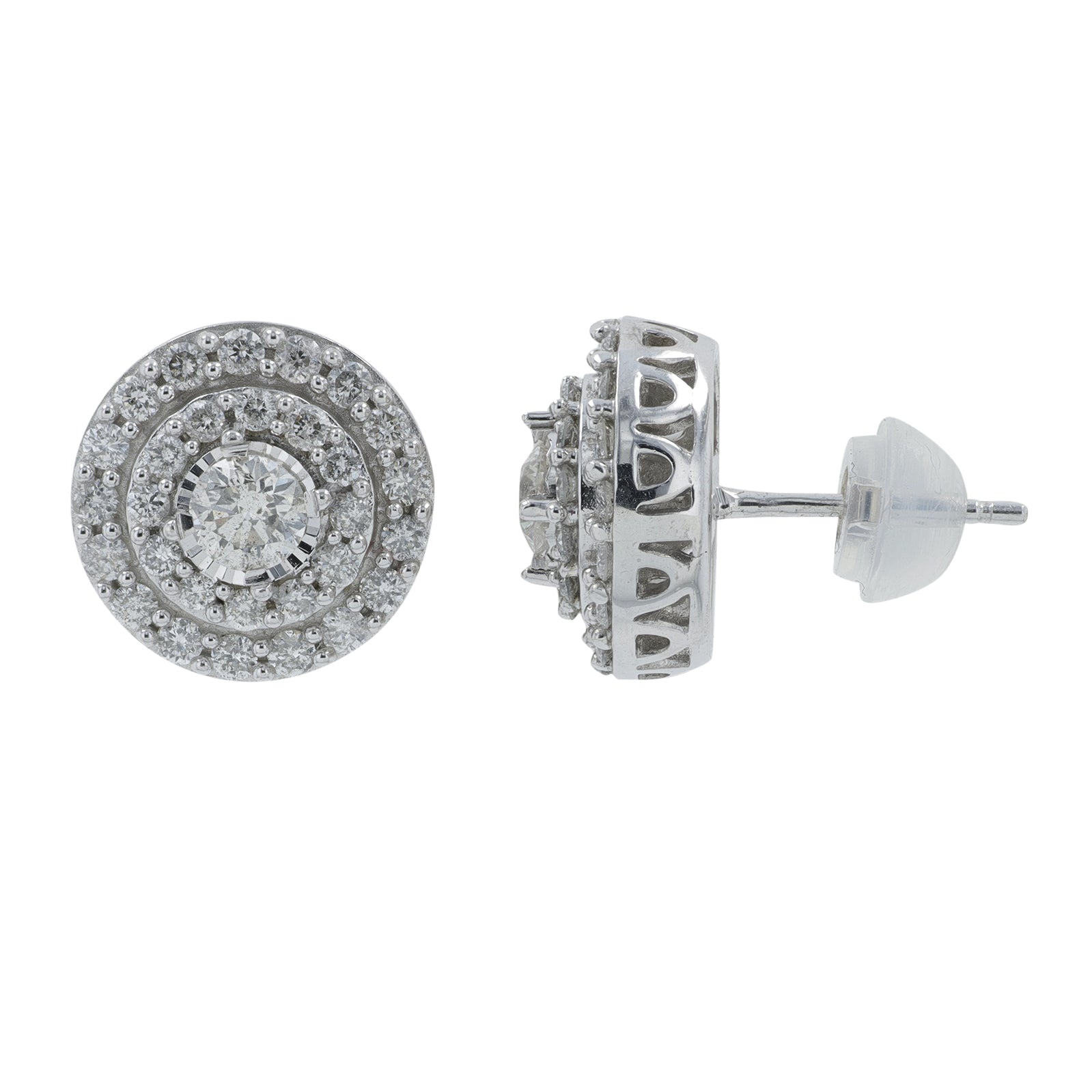 10K WG 1 CT Diamond Cluster Studs