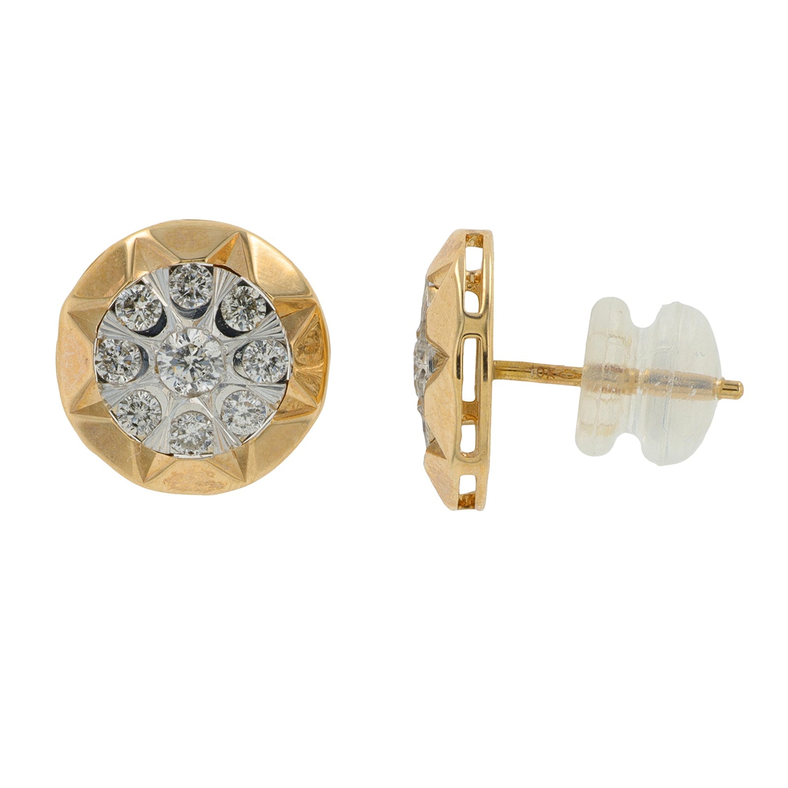 10K YG .25 CT Diamond Cluster Studs