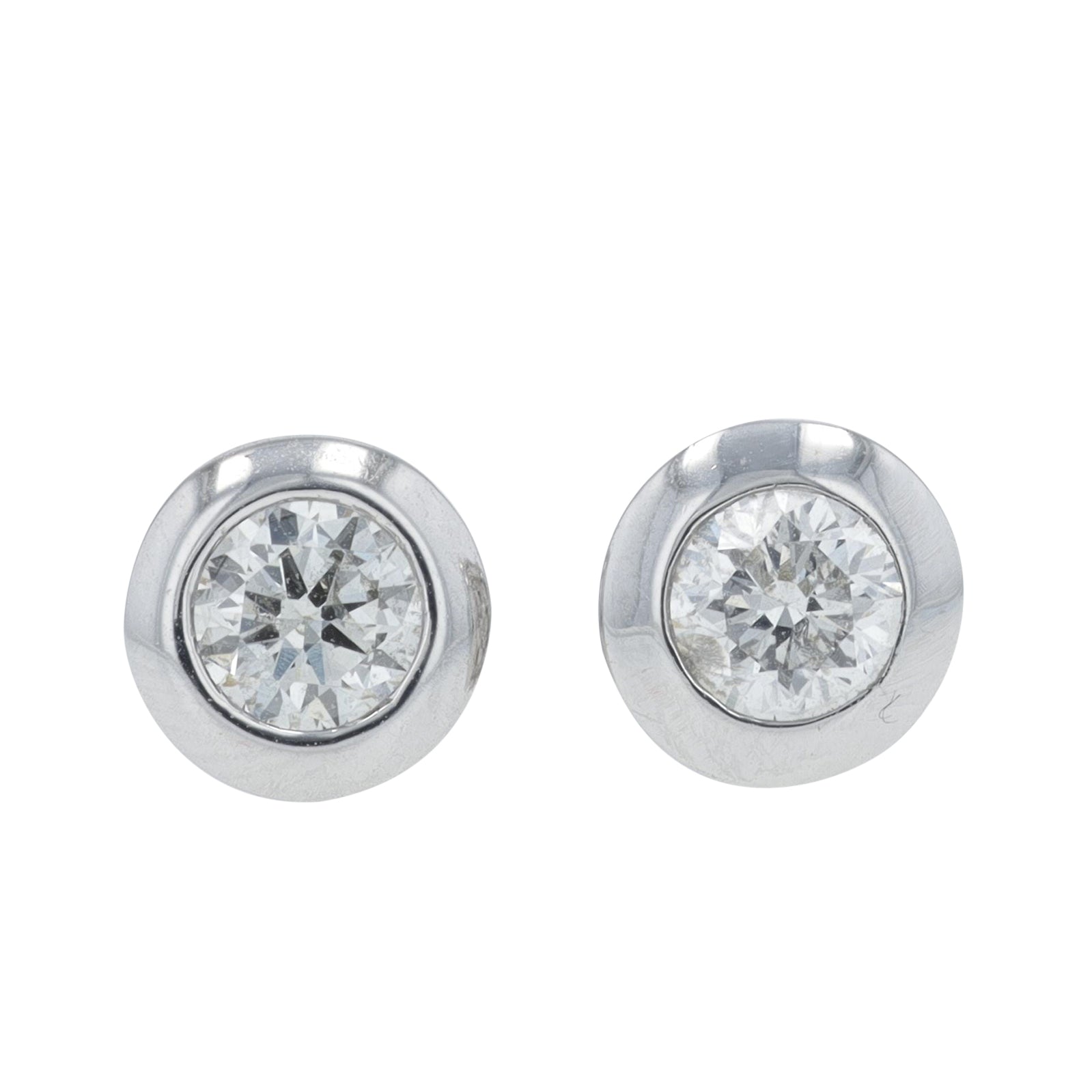 10K WG .50 CT Diamond Bezel Set Studs