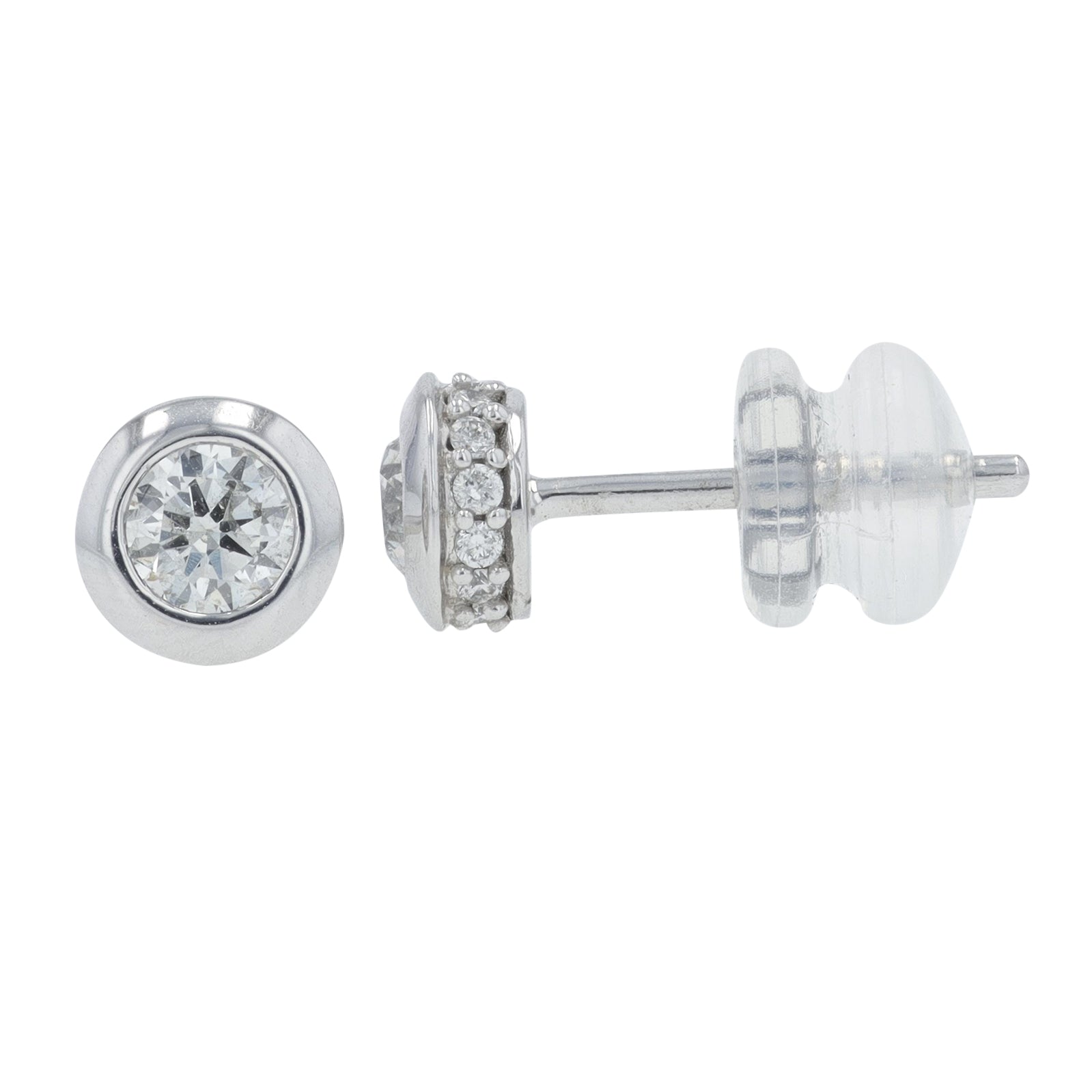 10K WG .50 CT Diamond Bezel Set Studs