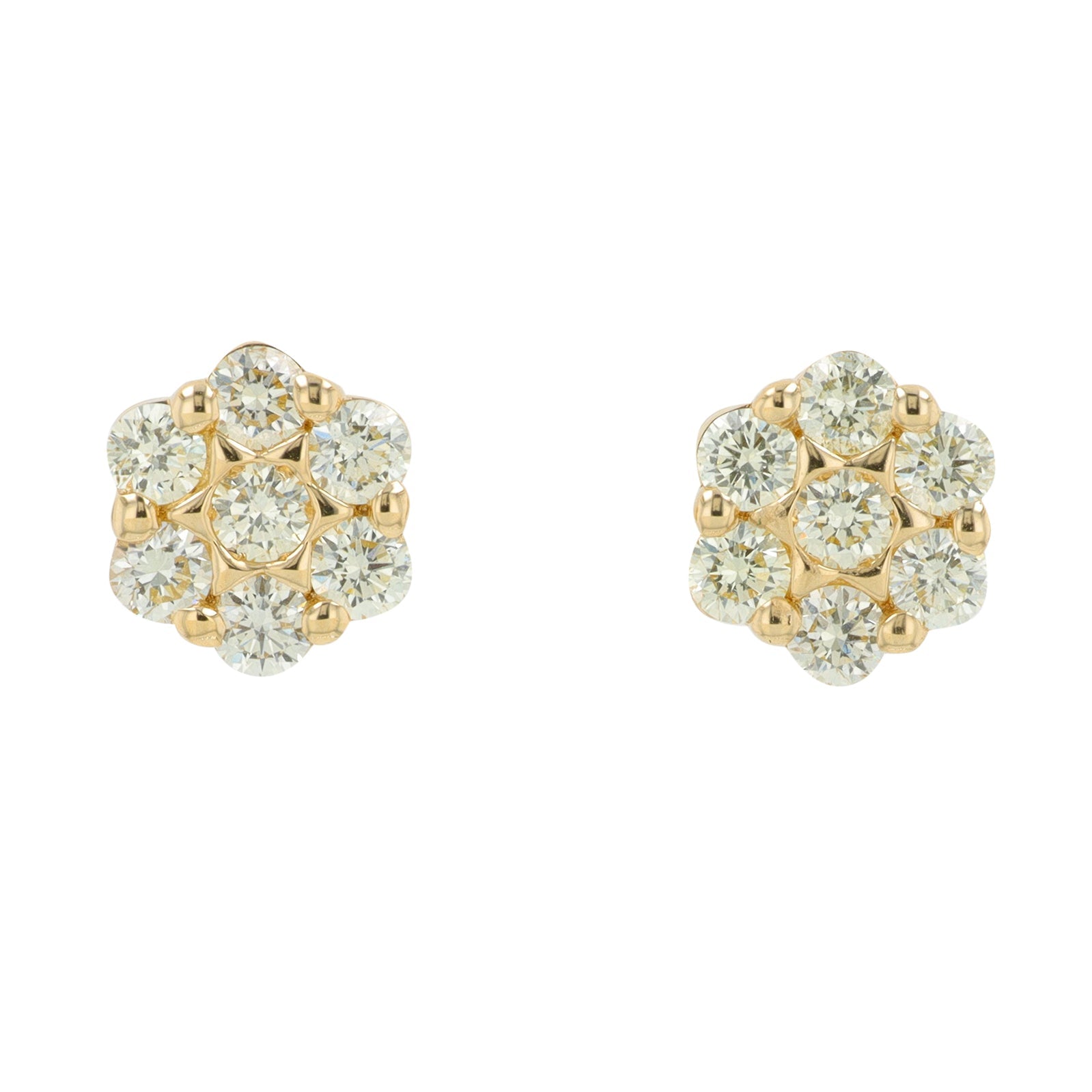 14K YG .65 CTW Diamond Cluster Studs