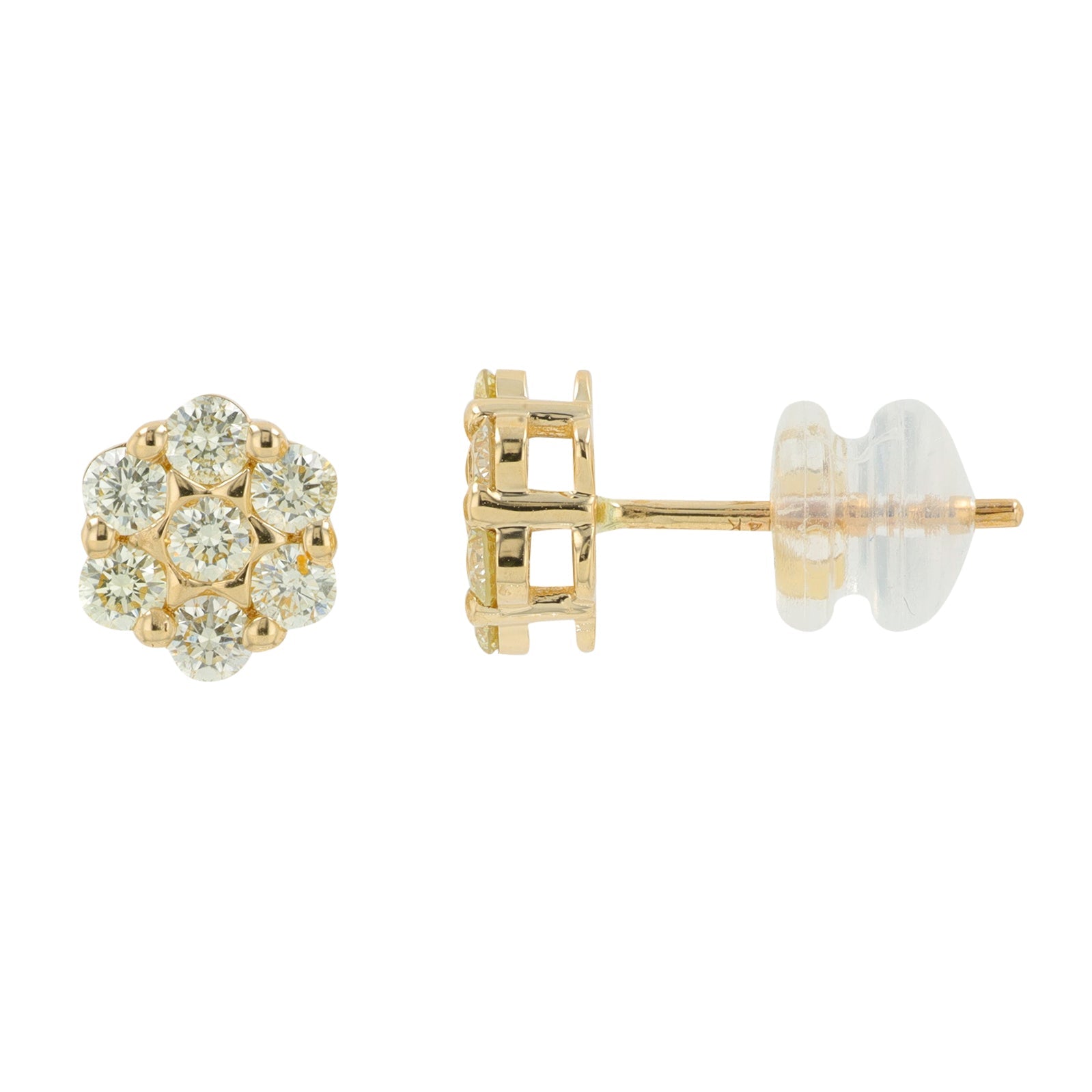 14K YG .65 CTW Diamond Cluster Studs