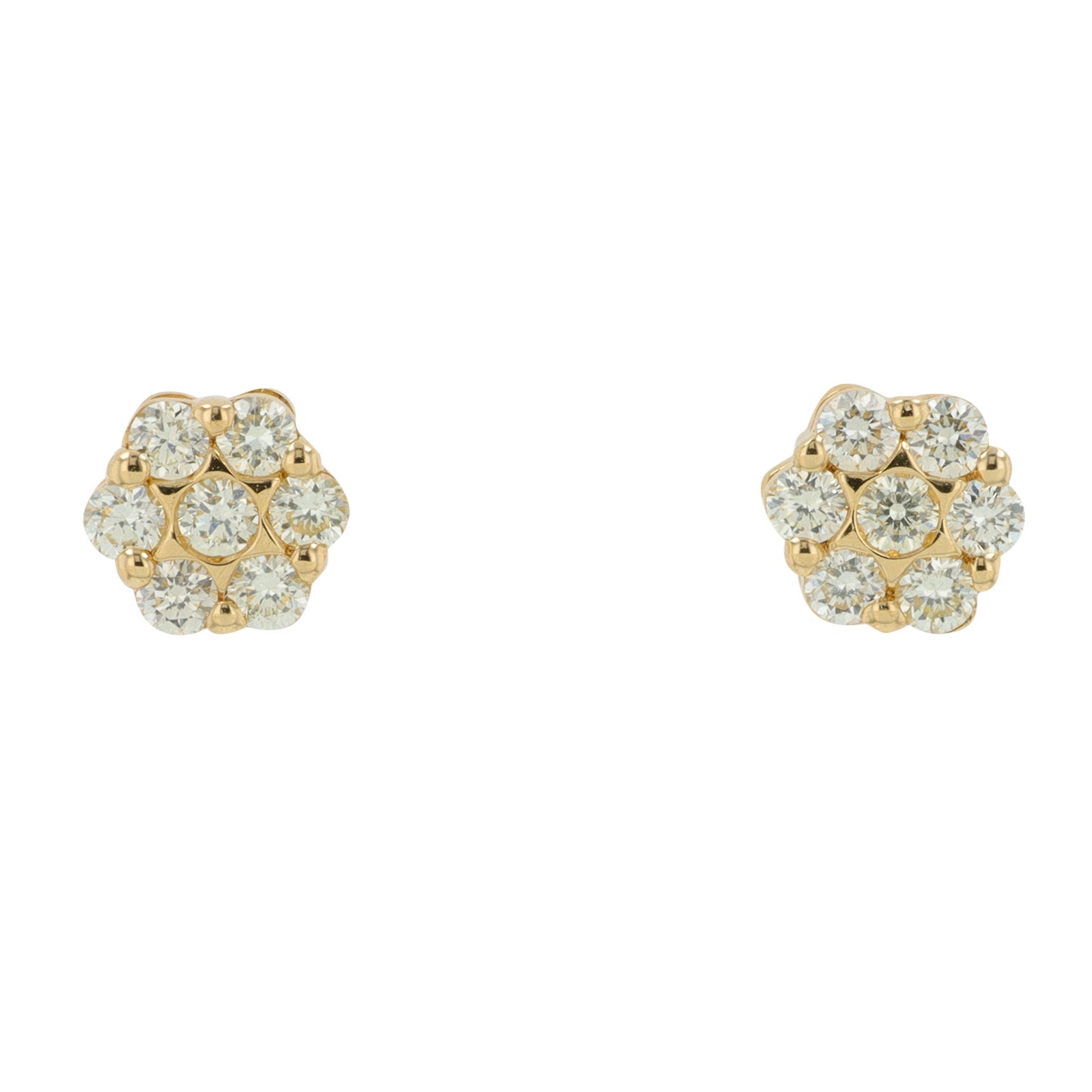 14K YG .25 CTW Diamond Cluster Studs