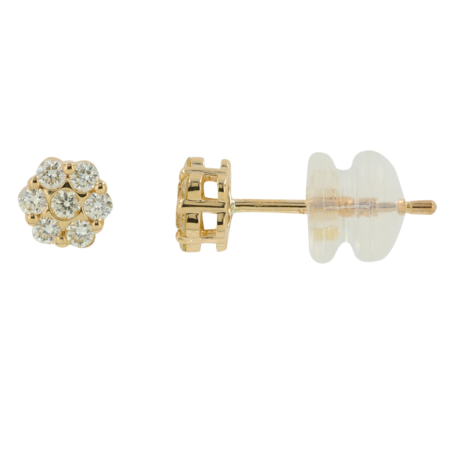 14K YG .25 CTW Diamond Cluster Studs