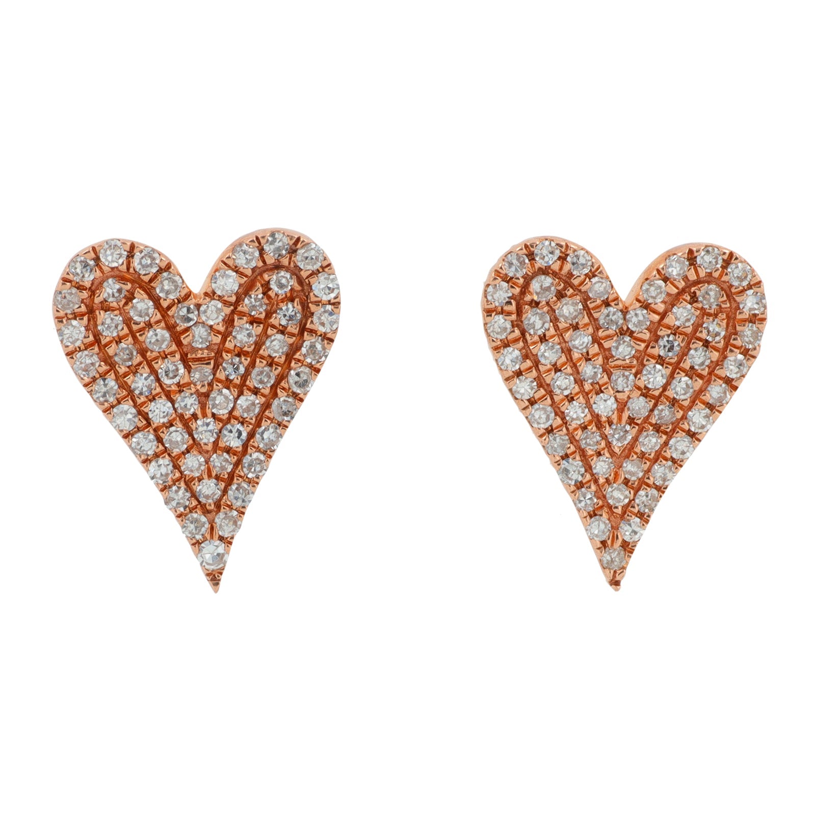 10K RG .25 CT Diamond Heart Studs