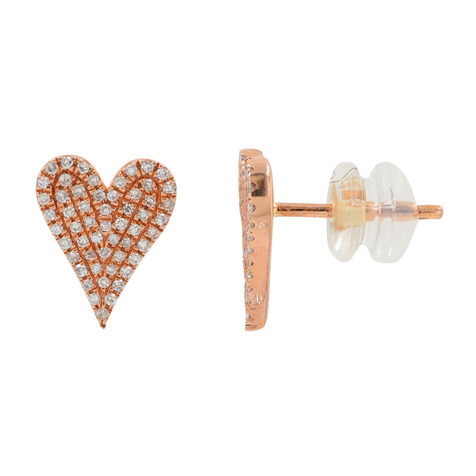 10K RG .25 CT Diamond Heart Studs