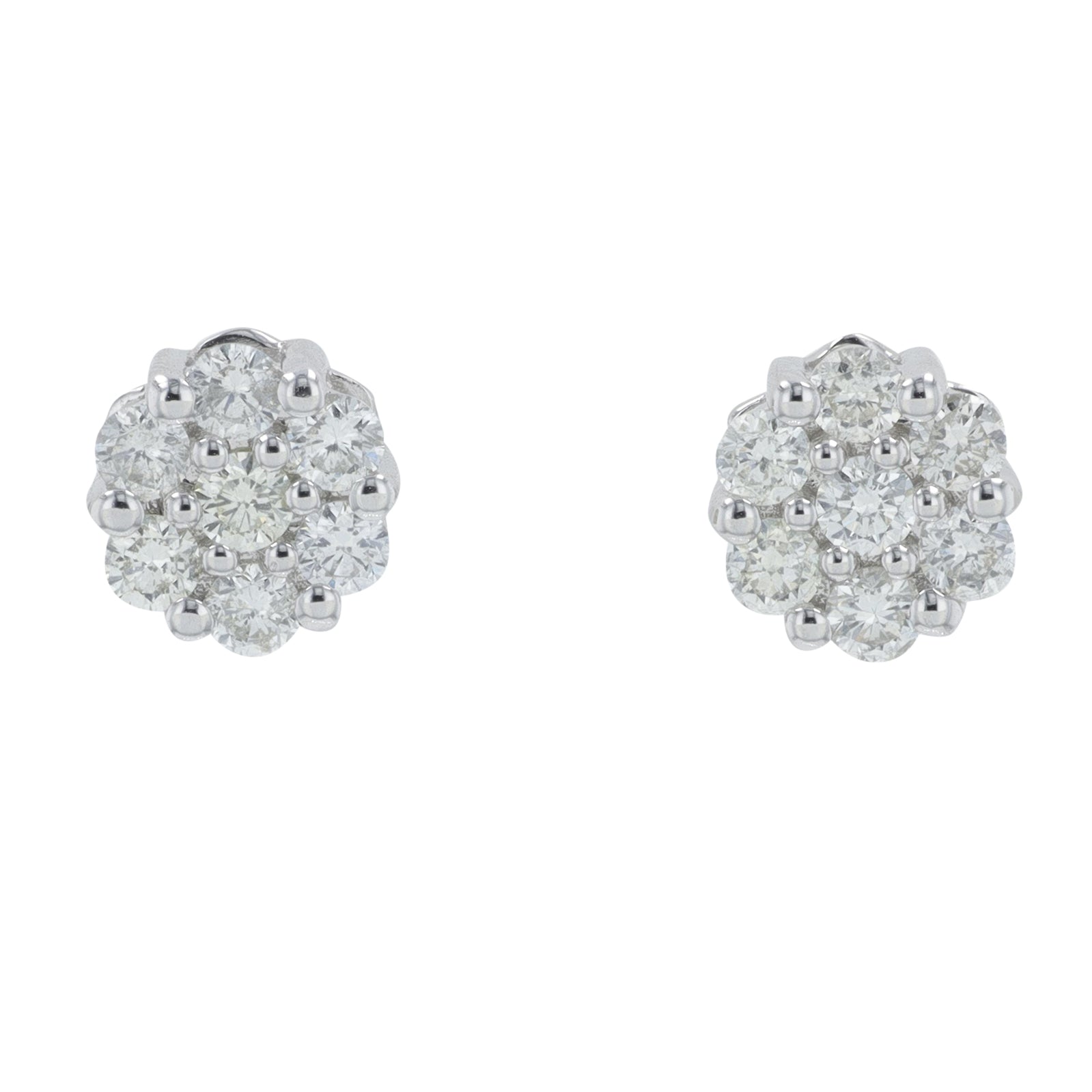 14K WG .50 CTW Diamond Cluster Studs