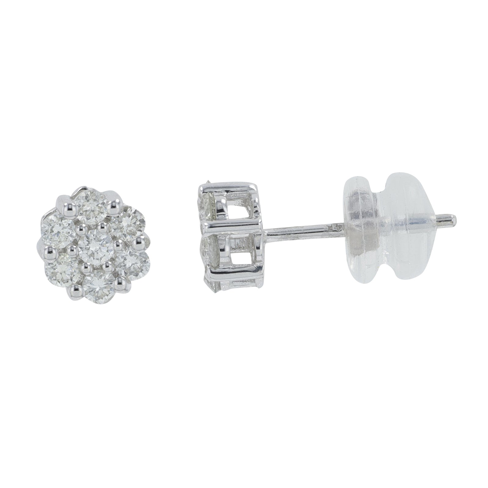 14K WG .50 CTW Diamond Cluster Studs