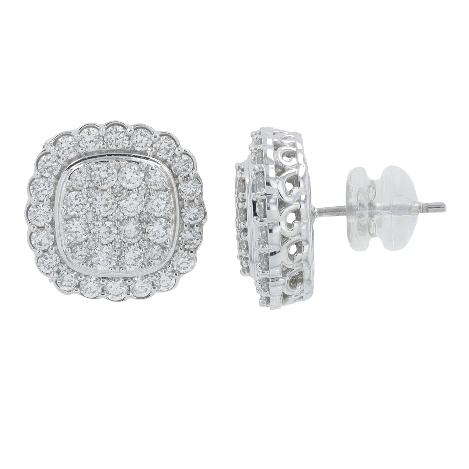 14K WG 1.50 CTW Diamond Cluster Studs