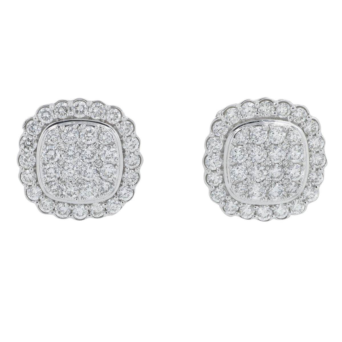 14K WG 1.50 CTW Diamond Cluster Studs