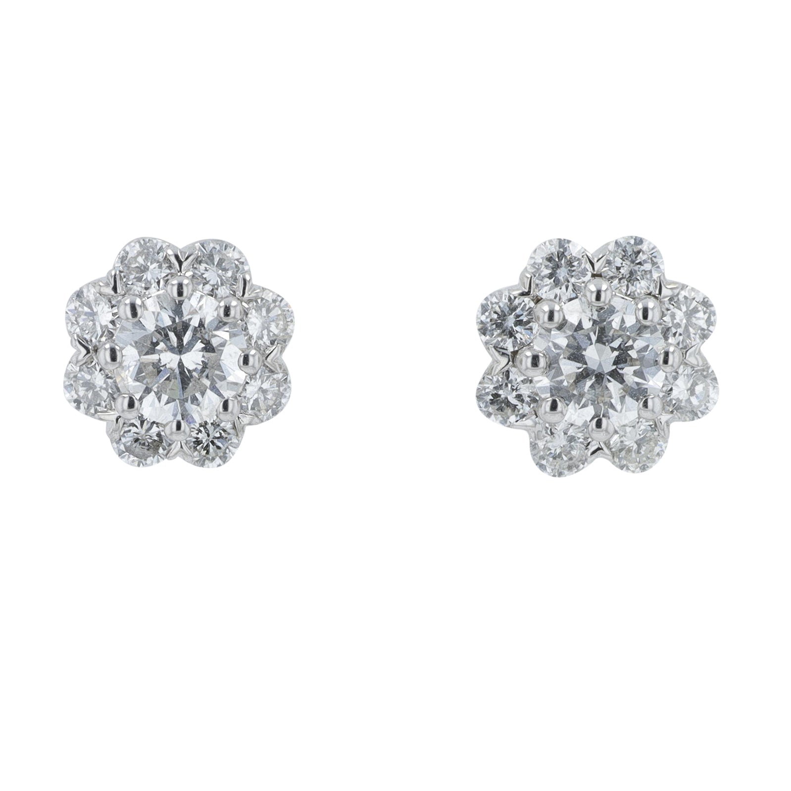 14K EFFY WG 1 CT Diamond Cluster Studs