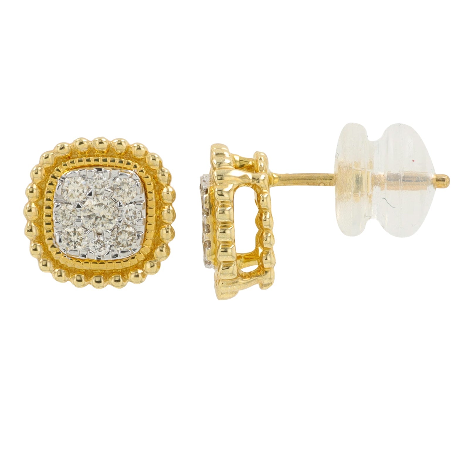 10K YG .20 CT Diamond Cluster Studs