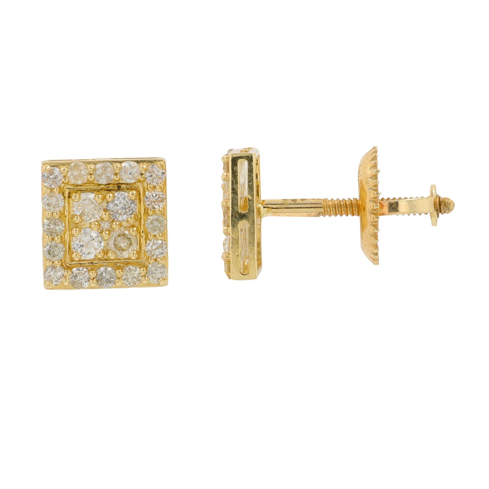 14K YG .45 CT Diamond Cluster Studs