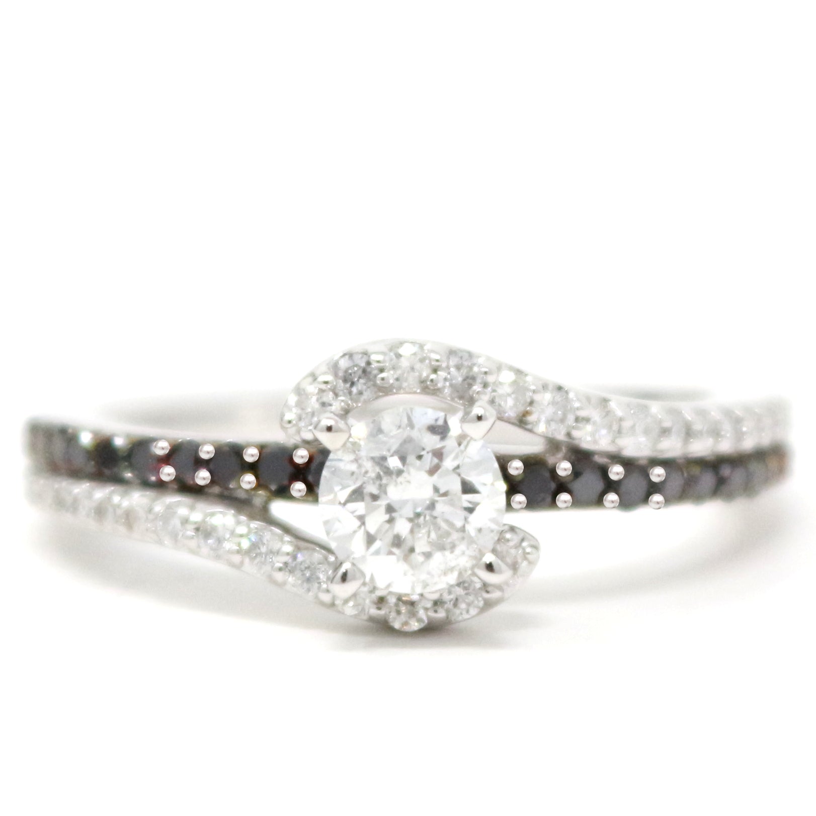 14K WG White & Black Diamond Engagement Ring