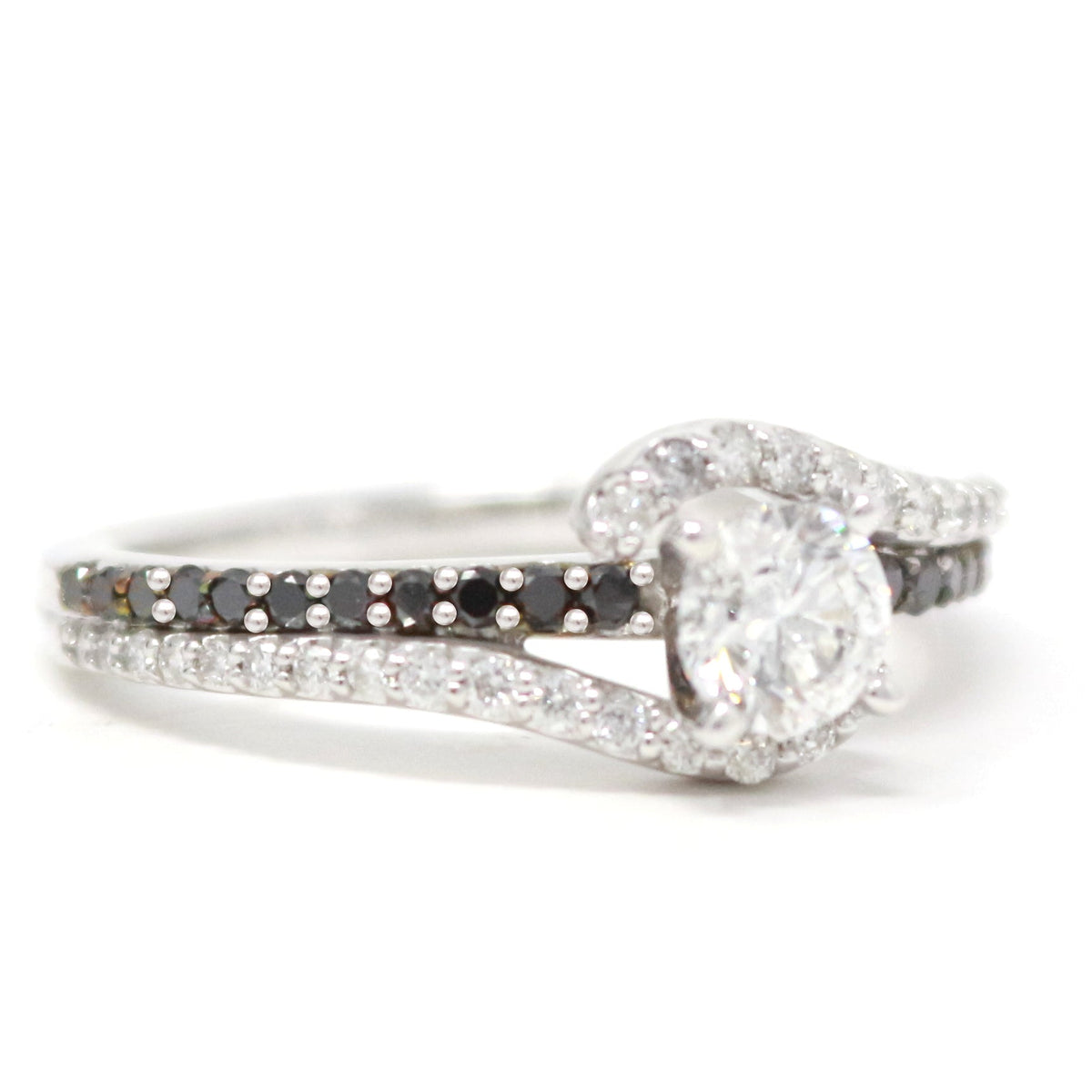 14K WG White & Black Diamond Engagement Ring