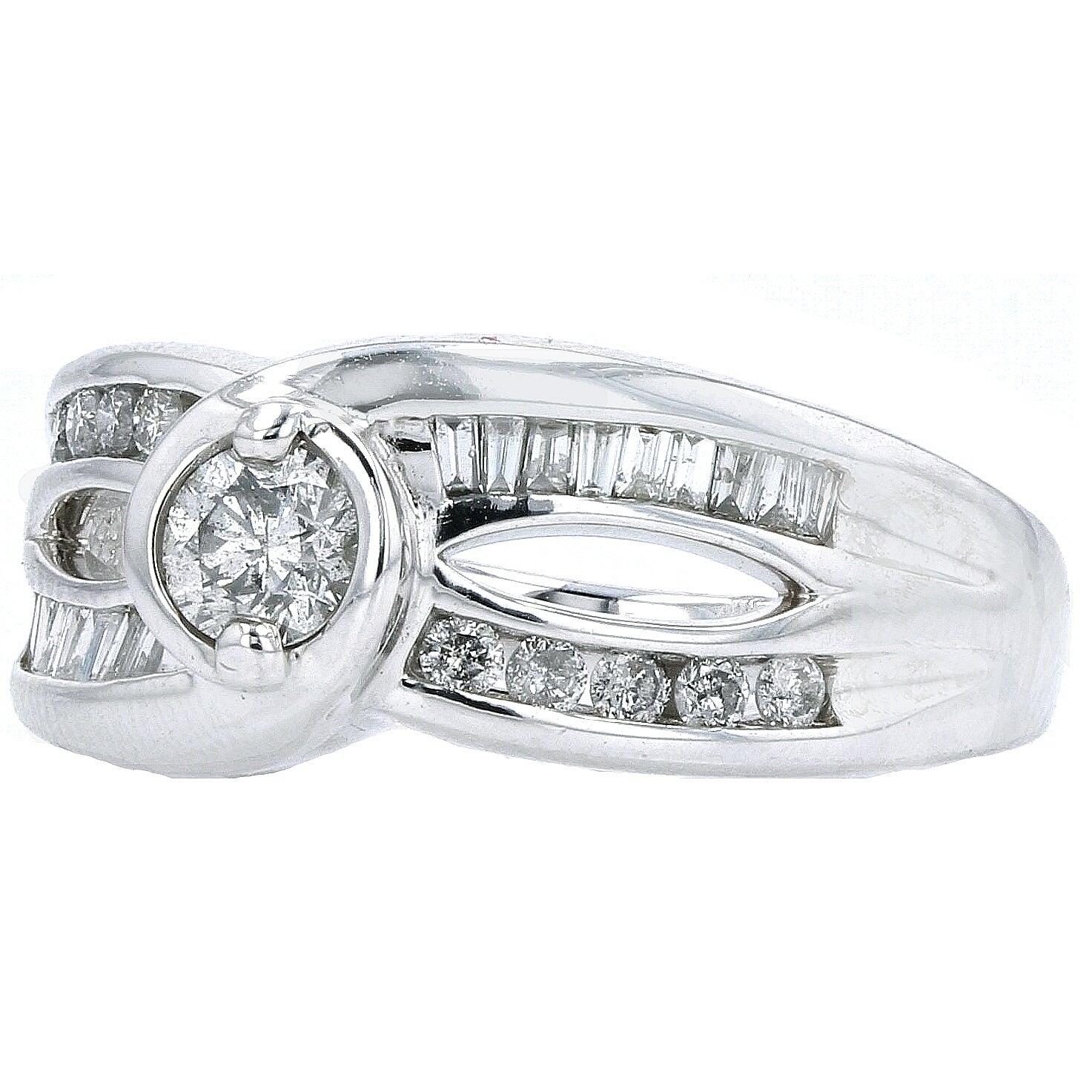 14K WG Diamond Crossover Engagement Ring