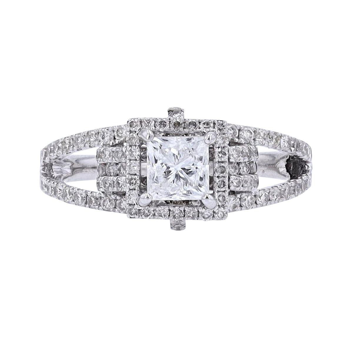14K WG 1.40 CTW Diamond Princess Cut Engagement Ring