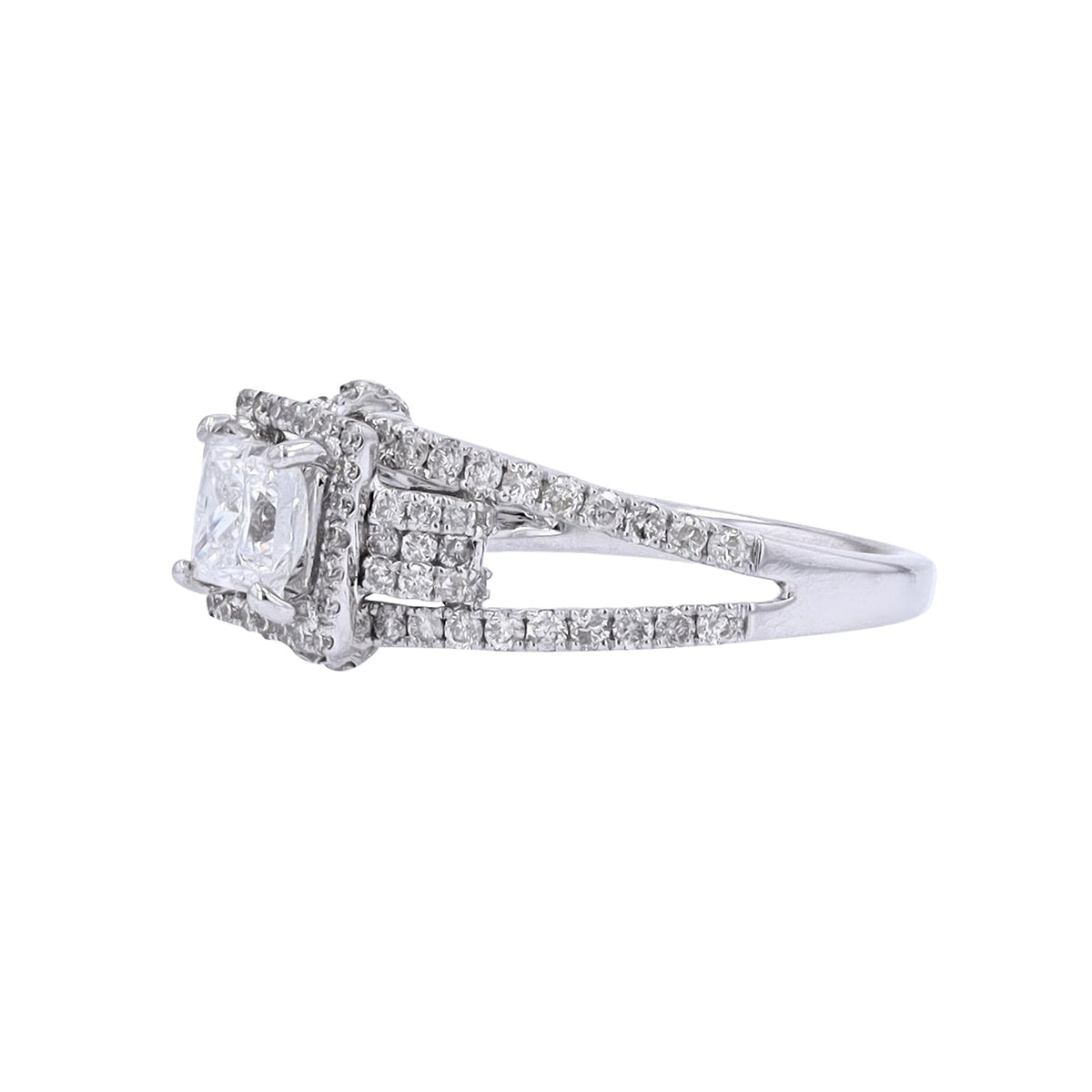 14K WG 1.40 CTW Diamond Princess Cut Engagement Ring