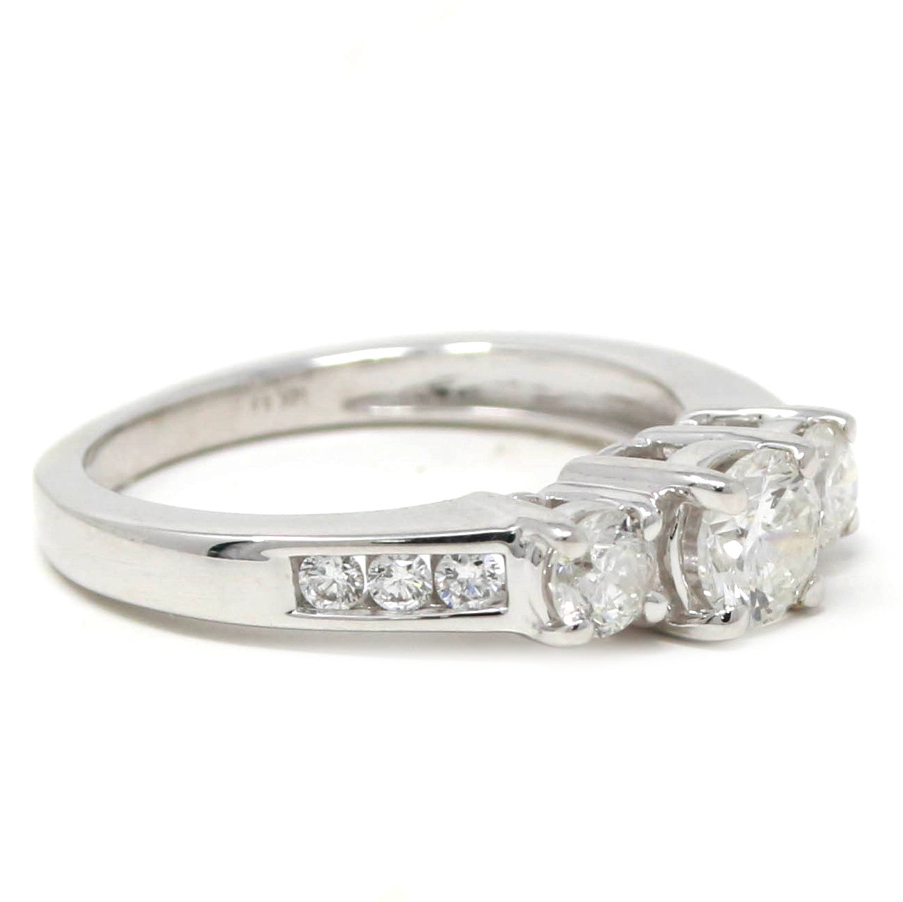 14K WG Three Stone Engagement Ring