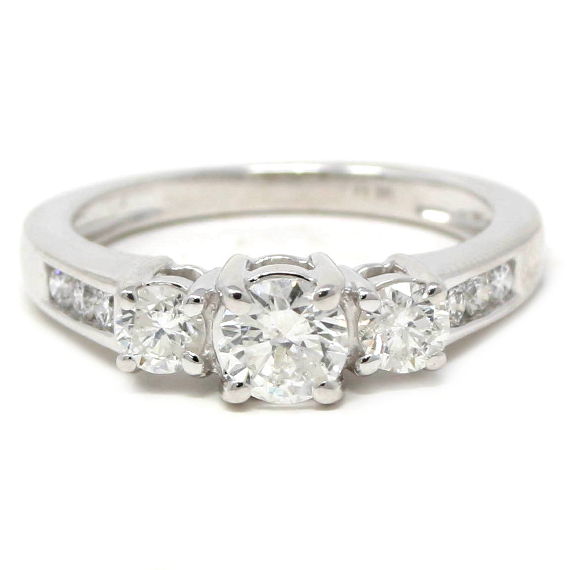 14K WG Three Stone Engagement Ring