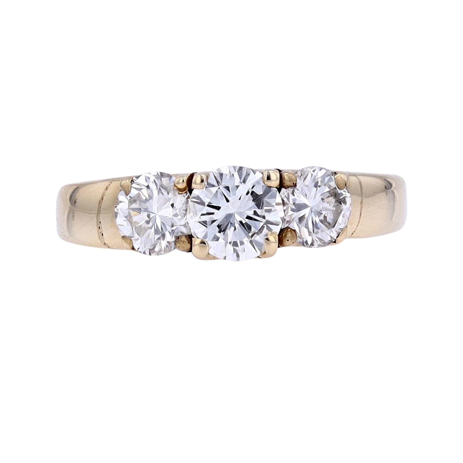 14K YG 1/2 CTR Diamond Three Stone Engagement Ring